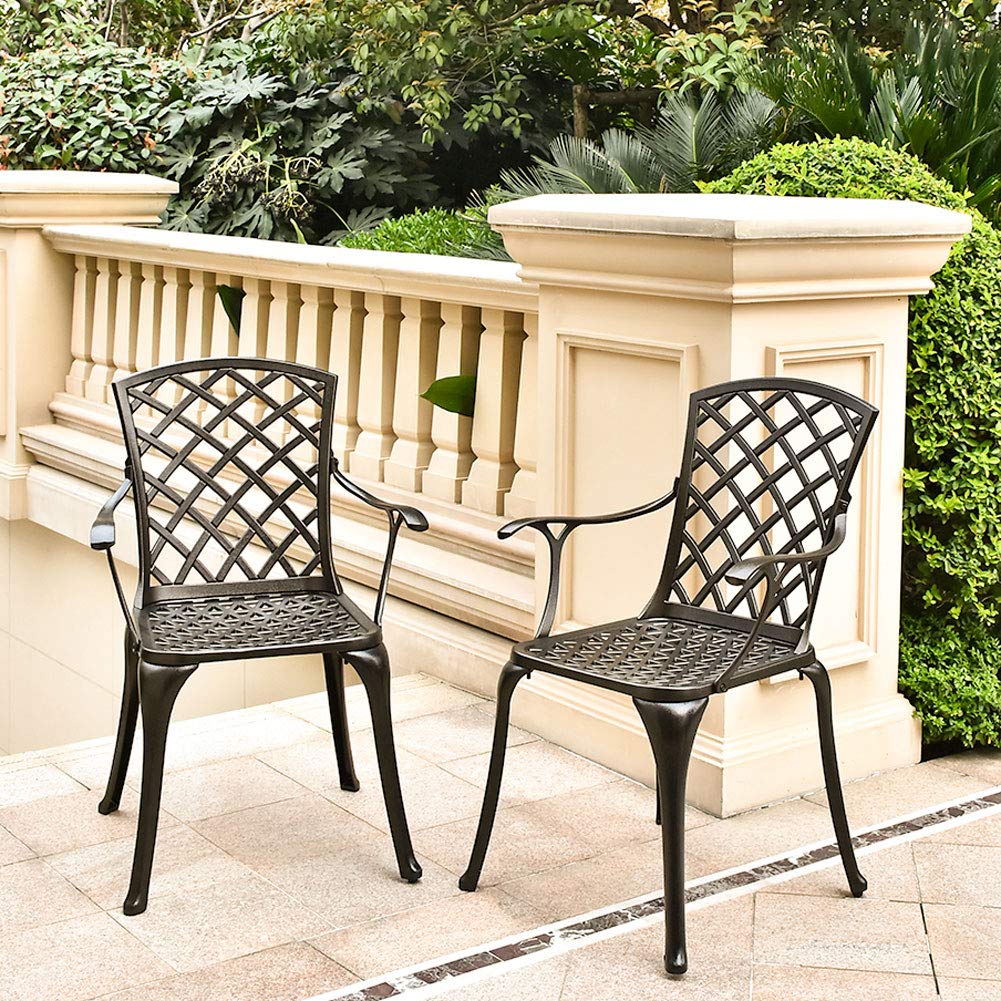 TITIMO 2-Piece Outdoor Dining Chairs Set - Patio Bistro Chairs, Garden Deck Furniture with Lattice High Back Design - Perfect for Backyard, Balcony & Living Room Use