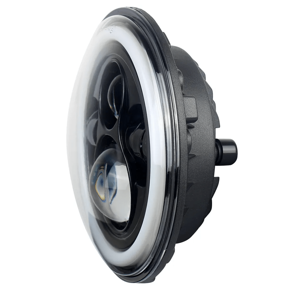 Eagle Lights 7 LED Headlight with Halo Ring for Harley Davidson & Indian Motorcycles - Gen I Black Kit - Upgrade Your Bike's Style & Night Visibility