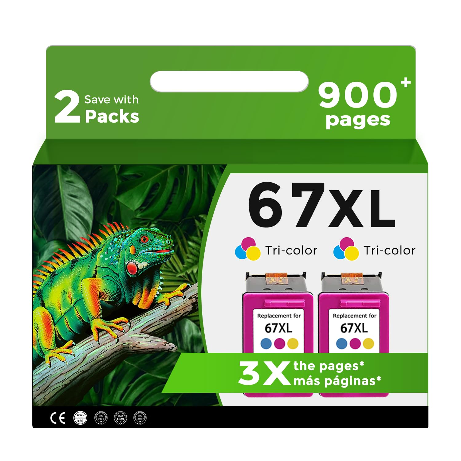 HP 67XL Color Remanufactured Ink Cartridge Replacement for HP 67/67XL Printers - Compatible with HP 2700/2752/2742e/2755/4100/4155/6000/6055/6400/6458 Series - High Yield Printing for Home & Office Use