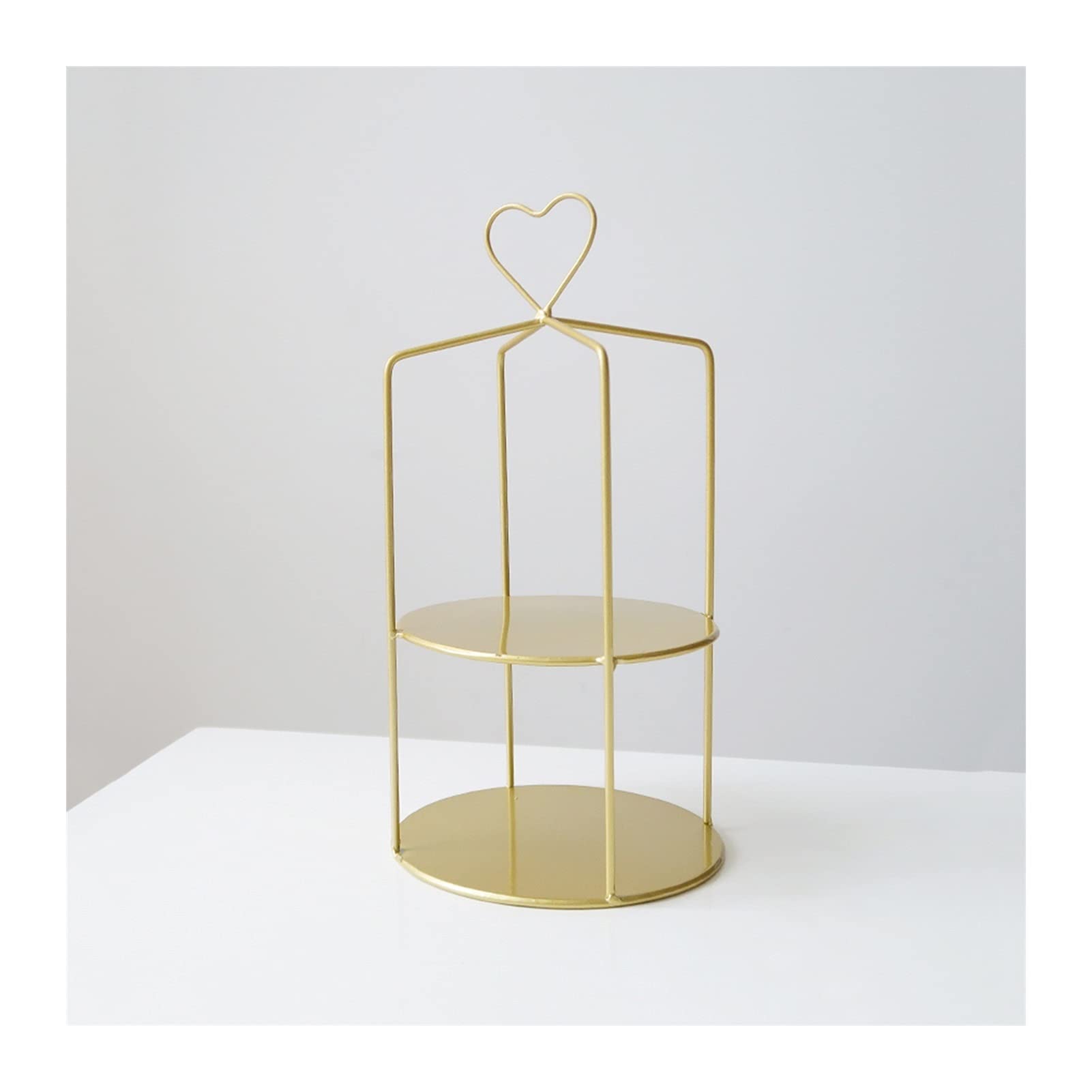Gold Metal Cake Stand - Double Tier Dessert Display for Cupcakes, Pastries, Fruits | Elegant Afternoon Tea Serving Tray with Handle | Perfect for Weddings, Birthday Parties & Buffet Table Decor