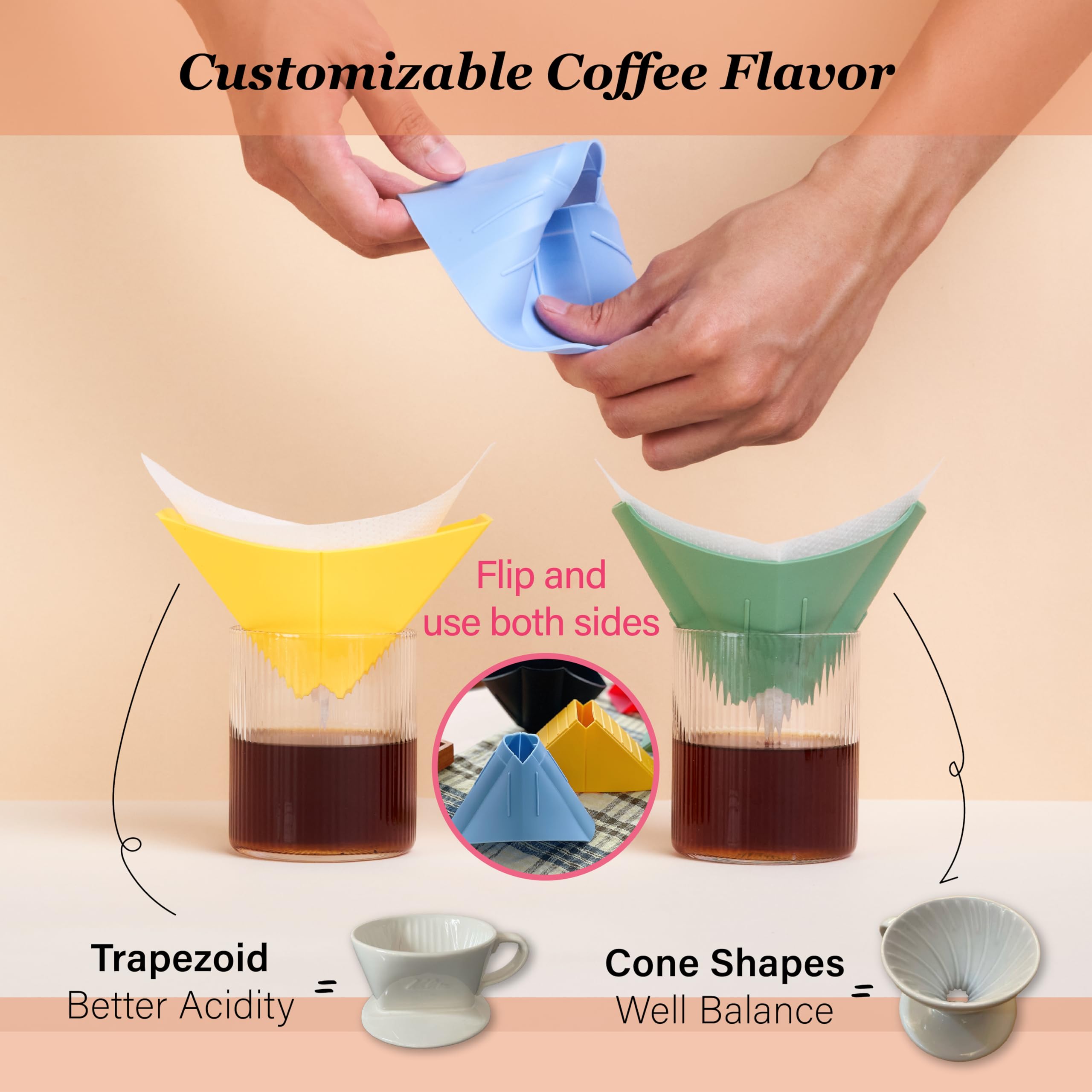 Premium Silicone Pour Over Coffee Maker - 2-Piece Portable Camping Coffee Dripper Set for Rich & Smooth Flavor | Compact Travel-Ready Design for Outdoor Adventures, Hiking & Backpacking | Perfect for Camping, Office & Home Brewing