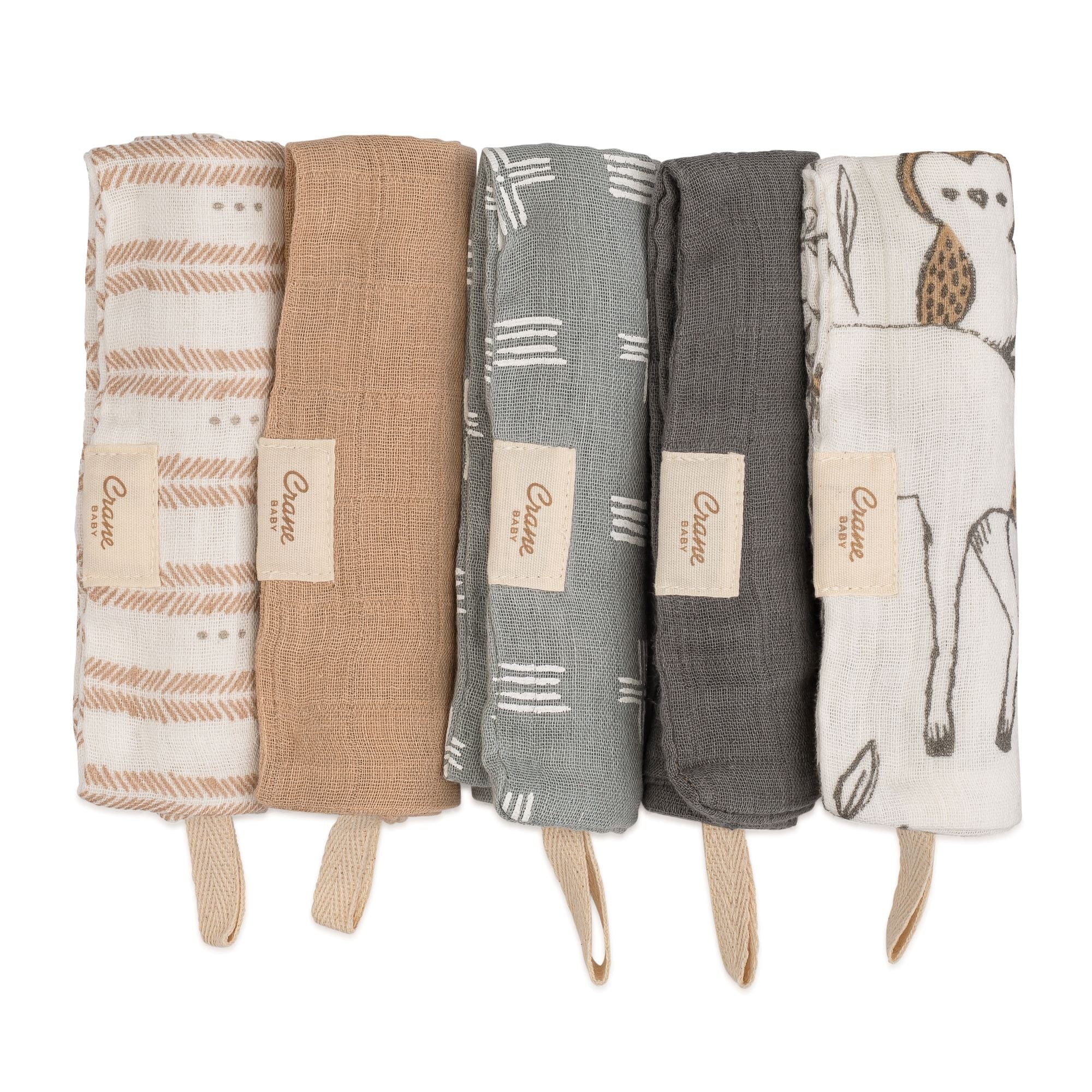 Ezra 5-Piece Baby Washcloth Set - Soft Woodland Animal Design for Newborns & Infants - Perfect for Bath Time, Baby Showers & Nursery Essentials