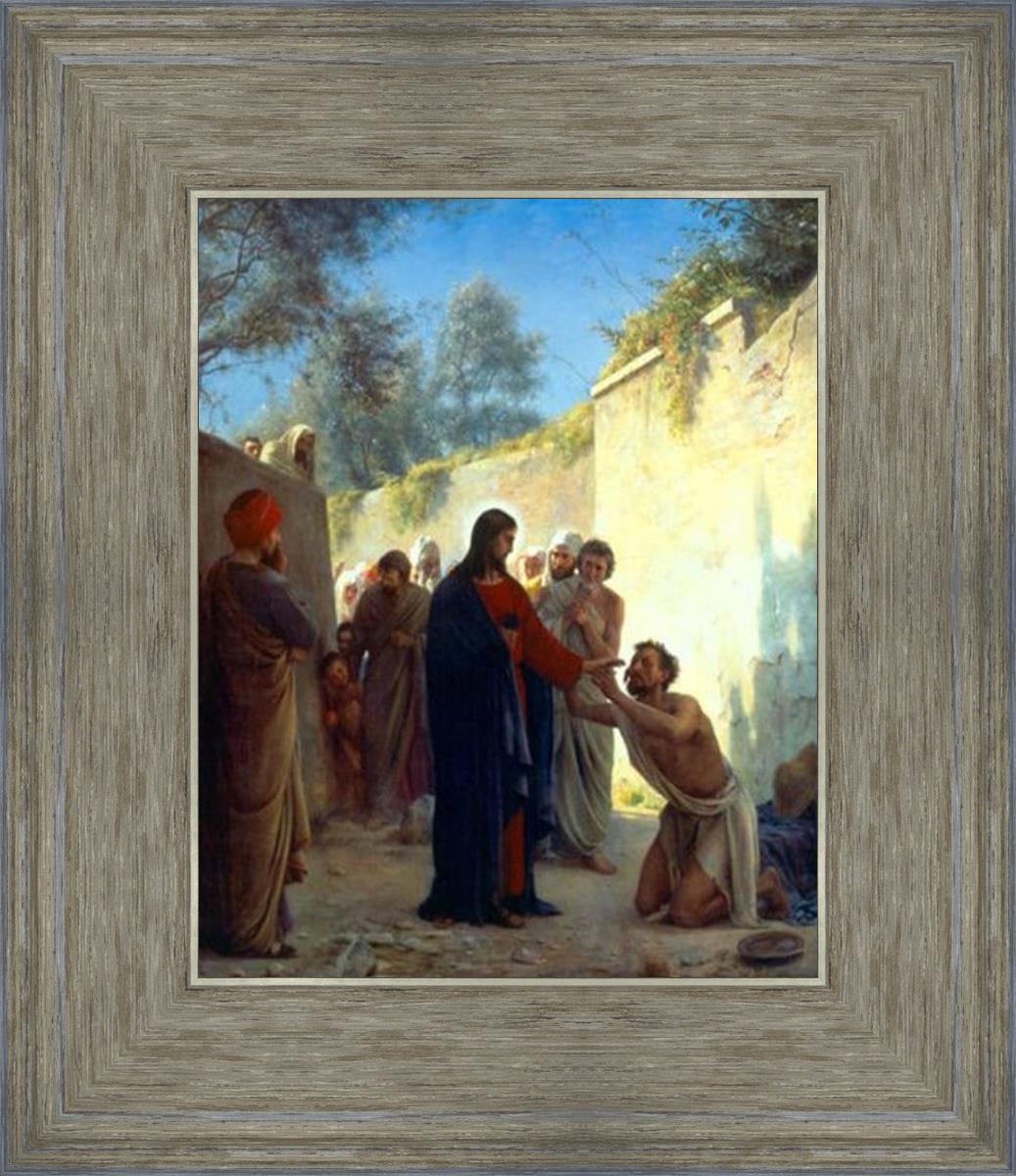 Carl Bloch Painting - Christ Healing the Blind Man - Religious Wall Art for Home & Church Decor - Biblical Scene Canvas Print for Christian Gifts & Faith-Based Interiors