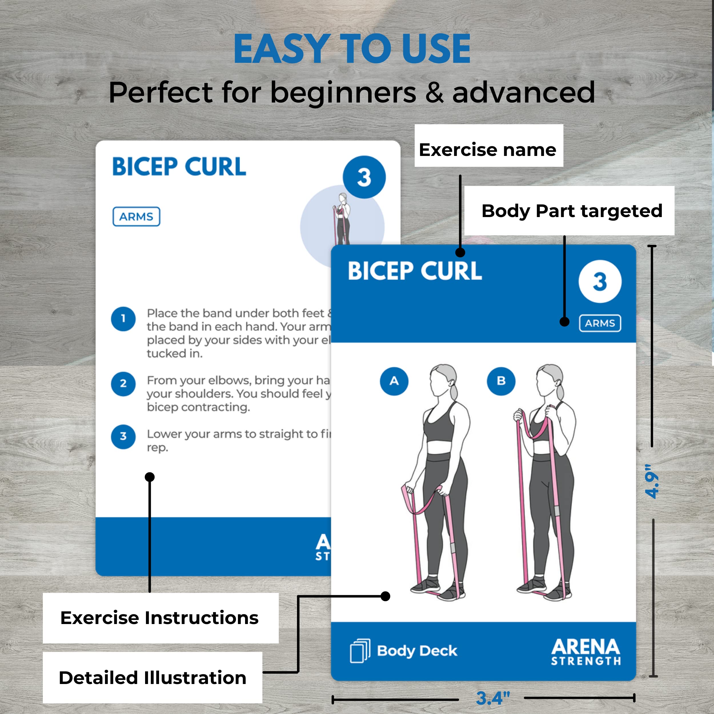 Arena Strength Exercise Card Deck Bundle - Booty & Body Workout Cards for Home Gym Training | Perfect for Fitness Enthusiasts & Personal Trainers