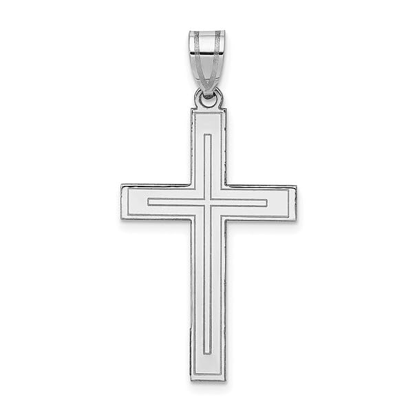 14K Solid White Gold Latin Mexican Holy Cross Pendant Necklace - Religious Jesus Christ Charm Jewelry for Women & Men - Perfect for Baptism, First Communion, and Spiritual Gifts
