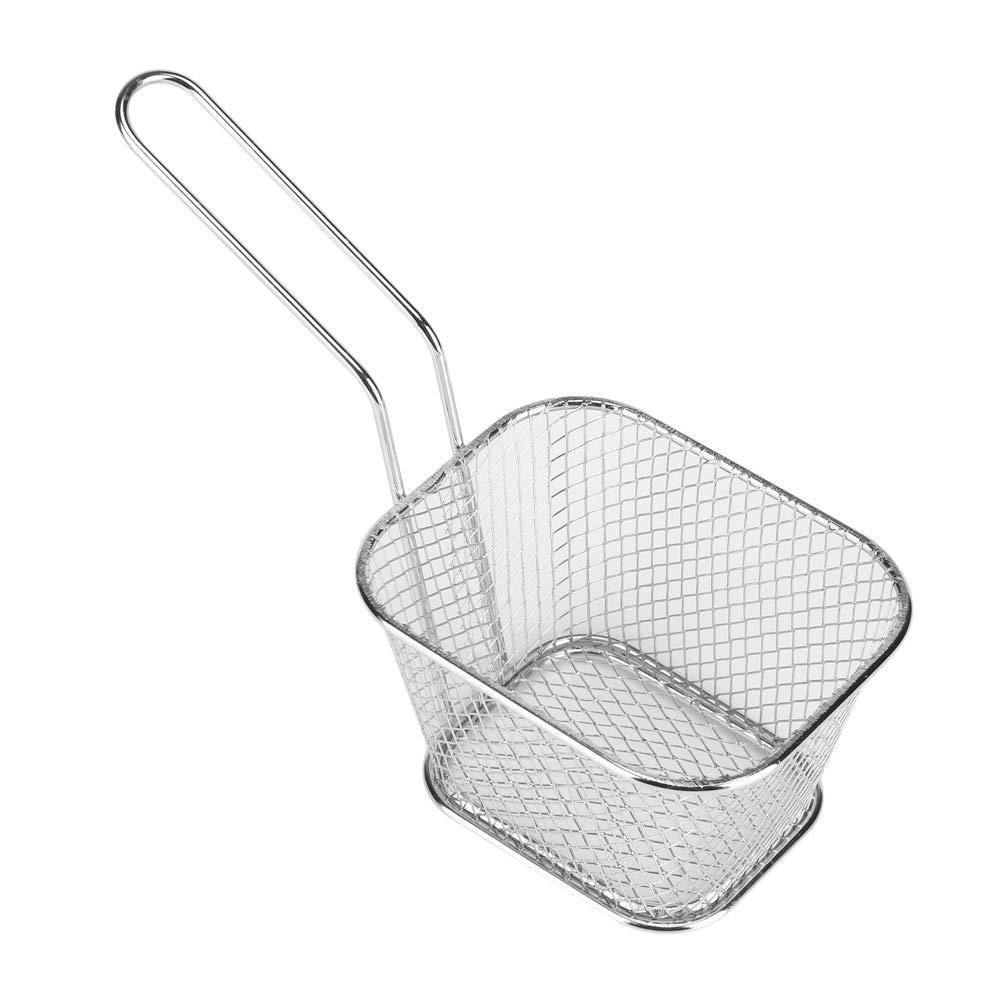 Stainless Steel Mini Square Fry Basket - 1Pc French Fries Holder & Food Strainer for Perfect Presentation | Ideal for Restaurants, Food Trucks & Home Kitchen Use