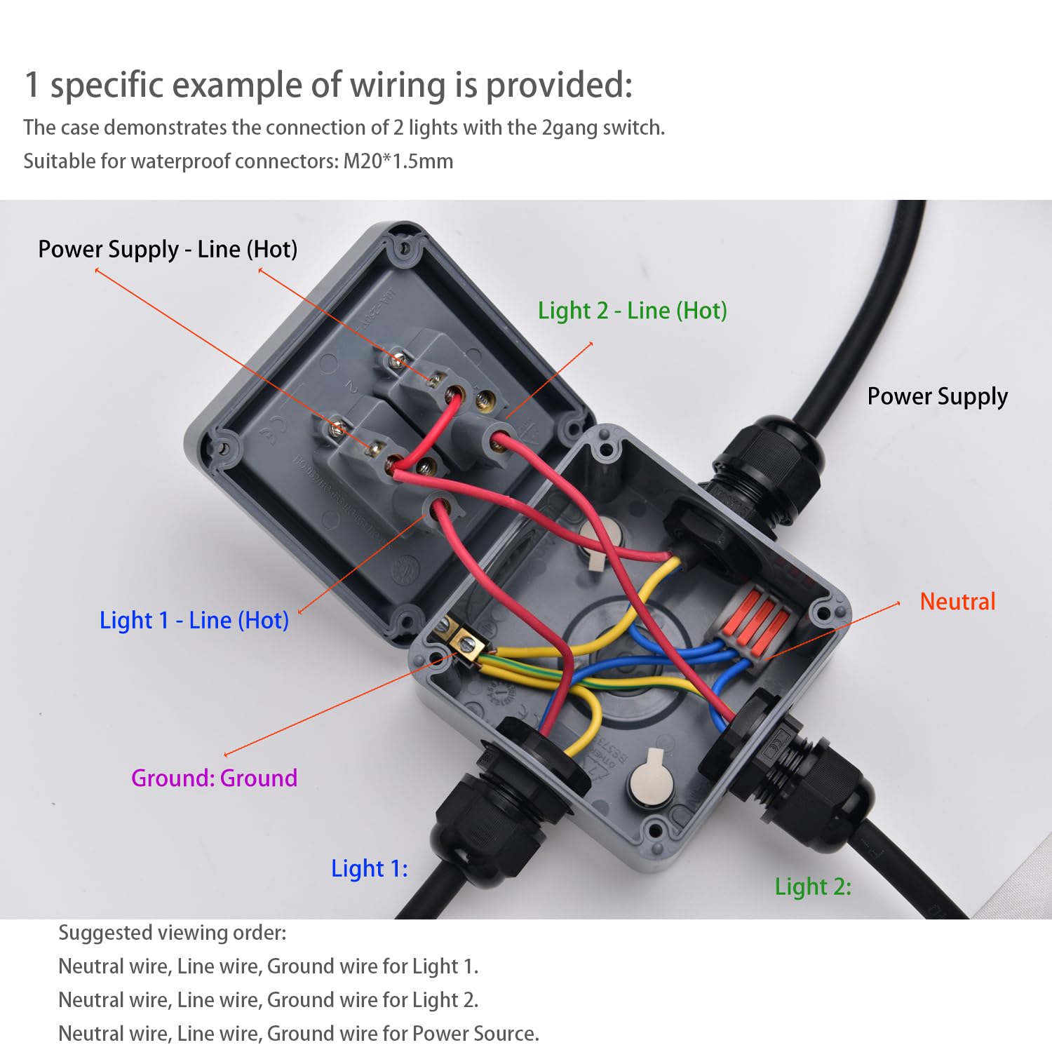Waterproof Outdoor Light Switch - IP66 Rated 2 Gang 2 Way Dual SPDT Electrical Switch (82x82x51mm) - 10A 110-250V for Garden, Pool & Patio - Weatherproof Electrical Control for Outdoor Lighting, Water Features & Landscape Areas