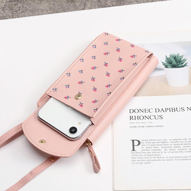 MOCA Women's Crossbody Sling Bag with Phone Holder - Stylish Wallet Purse Clutch for Women & Girls (Pink) | Perfect for Everyday Use, Travel, Shopping & Parties