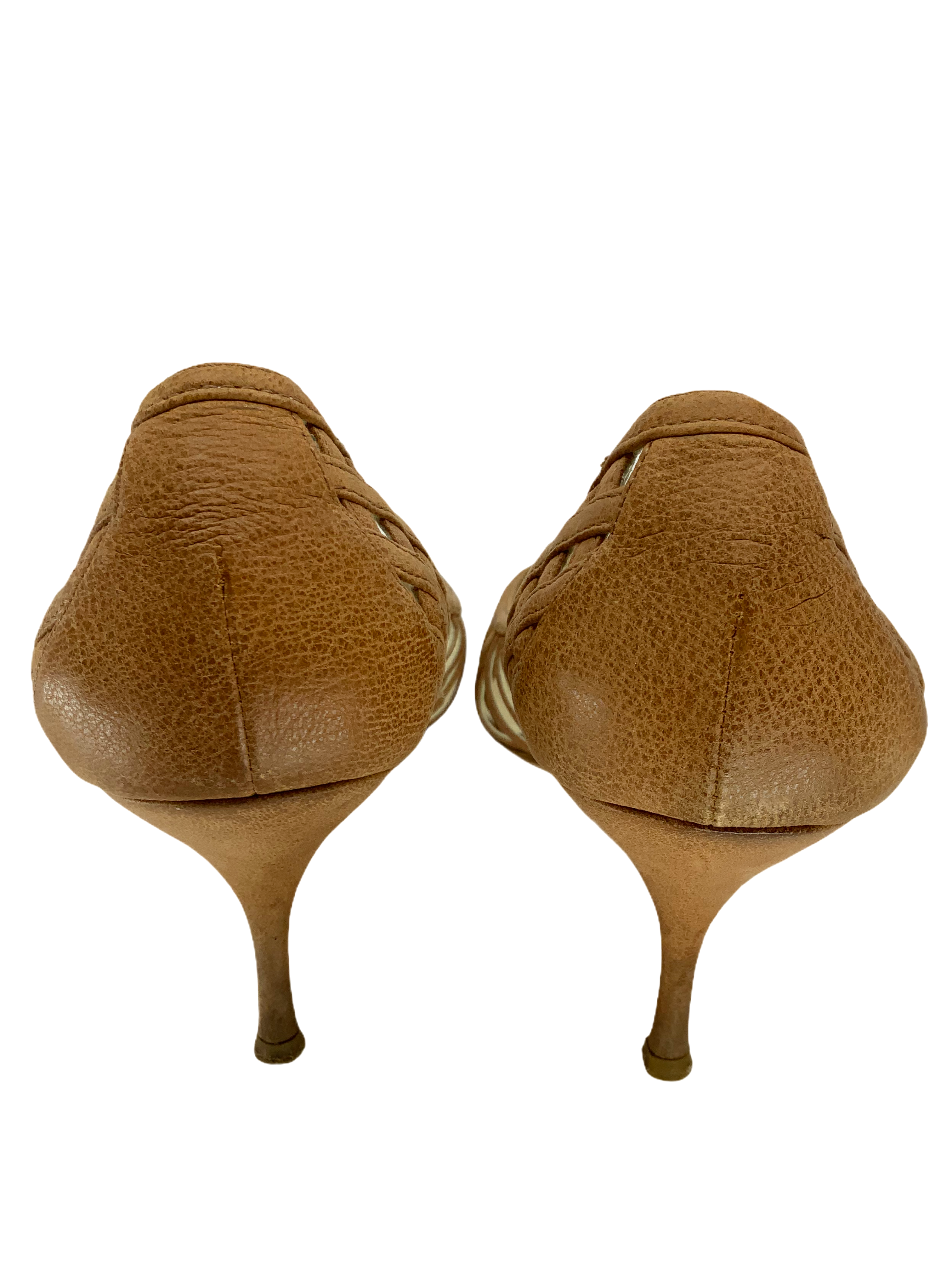 Prada Women's Laser Cut Leather Pumps - Size 9 US | Elegant Pointed Toe Heels for Office, Party & Wedding Events