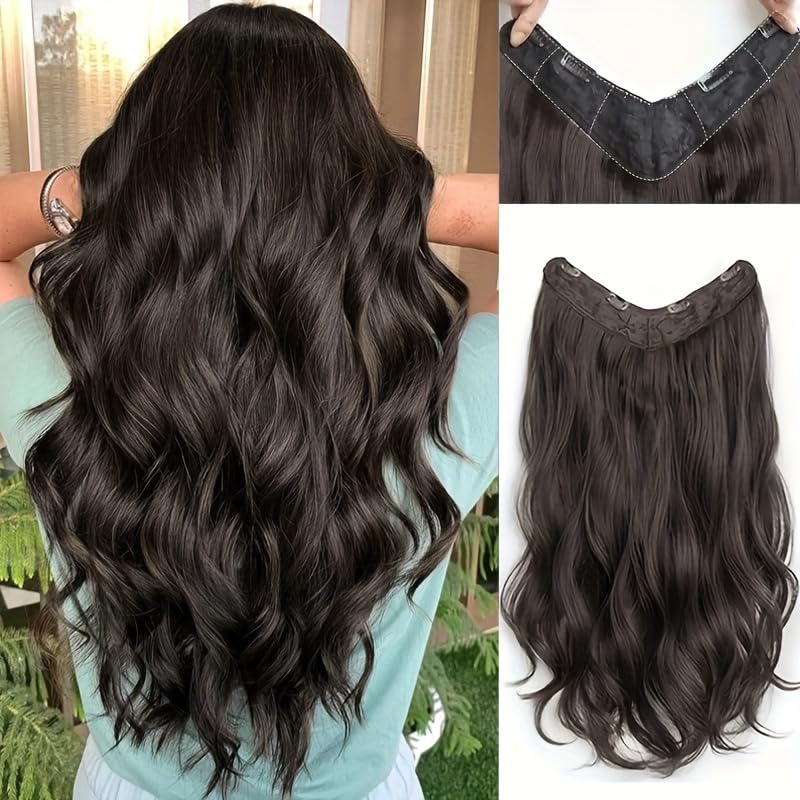 CHANDERKASH 24 Inch Synthetic Curly Hair Extensions with 5 Clips - 1 Piece Human Hair Weave for Women | Perfect for Parties, Weddings & Daily Styling