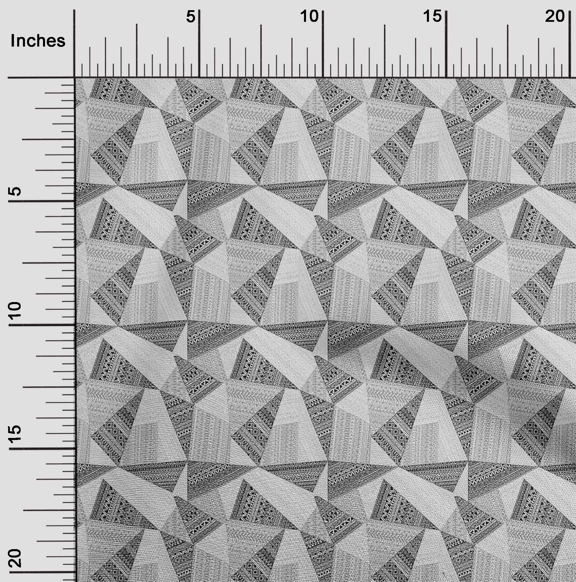 Premium 100% Cotton Poplin Twill Fabric - Black Tribal Print Dress Material (56