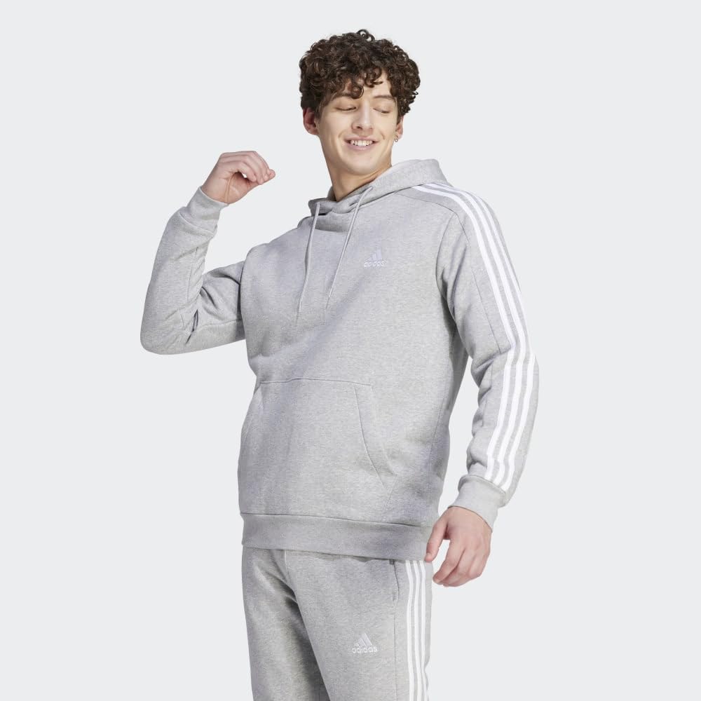 adidas Men's Essentials Fleece 3-Stripes Hoodie - Comfortable Athletic Pullover for Casual Wear, Gym & Outdoor Activities