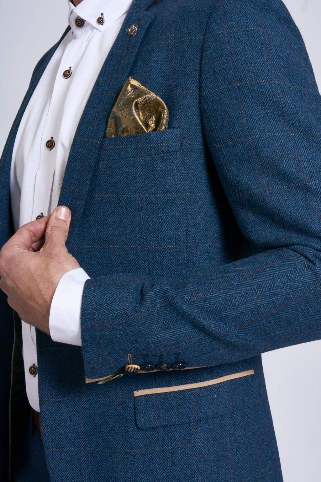 Marc Darcy Dion Blue Tweed 2 Piece Suit for Women - Elegant Office & Wedding Blazer Set - Perfect for Business Formal, Cocktail Parties & Special Occasions