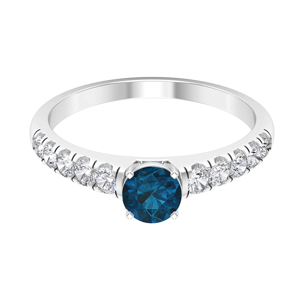 Certified London Blue Topaz Solitaire Engagement Ring with Moissanite | 1.25 Cttw | AAA Quality, 14K Solid Gold | Perfect for Proposals, Anniversaries & Special Occasions