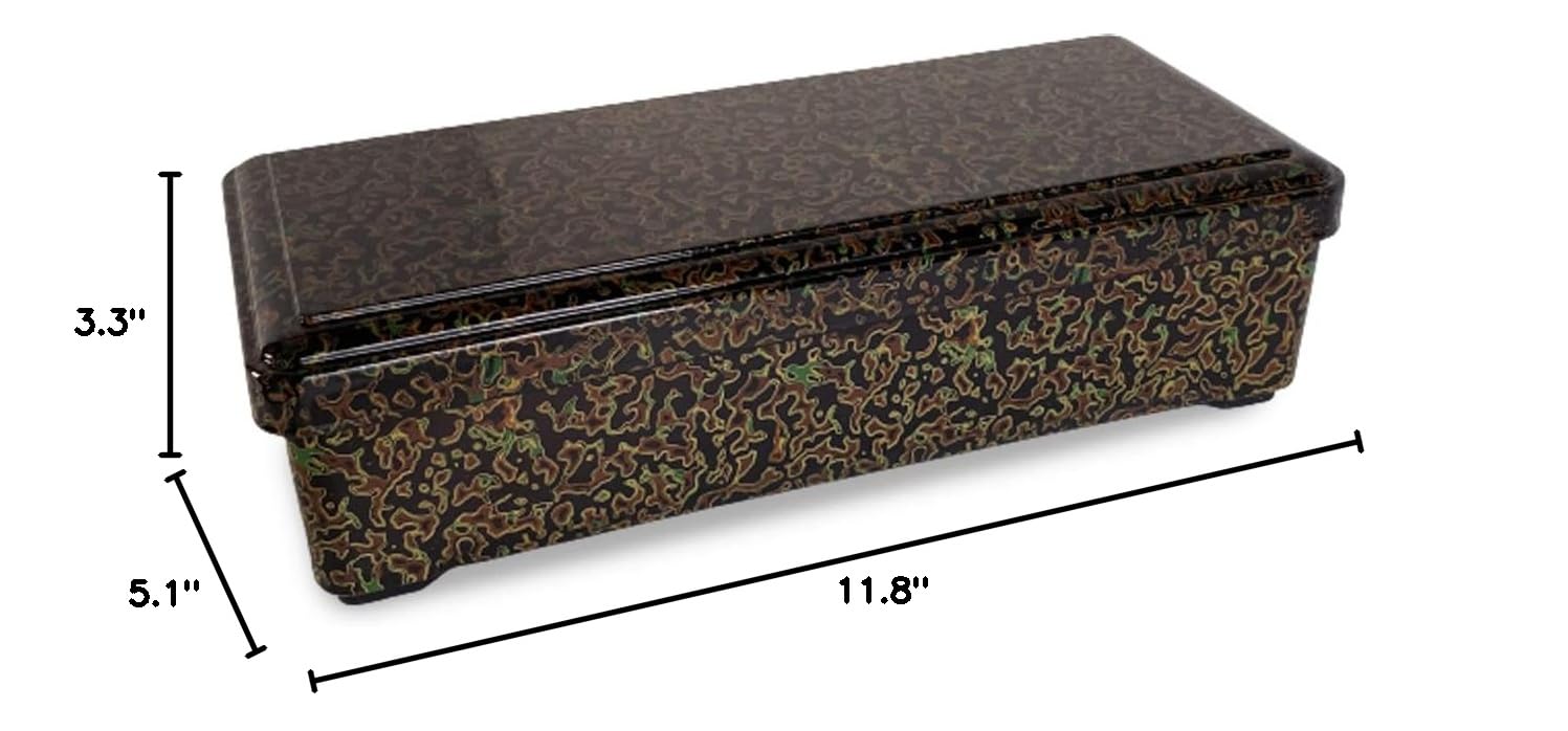 Premium Japanese Bento Box - J-Kitchens Unaji Heavy Lacquered Lunch Box with Claw Hanger, Authentic Gold Vermilion Coating, Perfect for Eel & Sushi - Ideal for Office Lunch, Picnics & Japanese Cuisine Lovers - Made in Japan