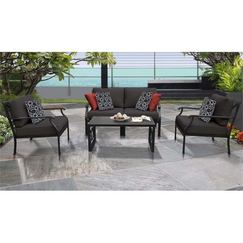 TK Classics Kathy Ireland Madison Ave. 5-Piece Aluminum Patio Furniture Set in Black - Outdoor Dining Set for Garden, Poolside & Backyard Relaxation