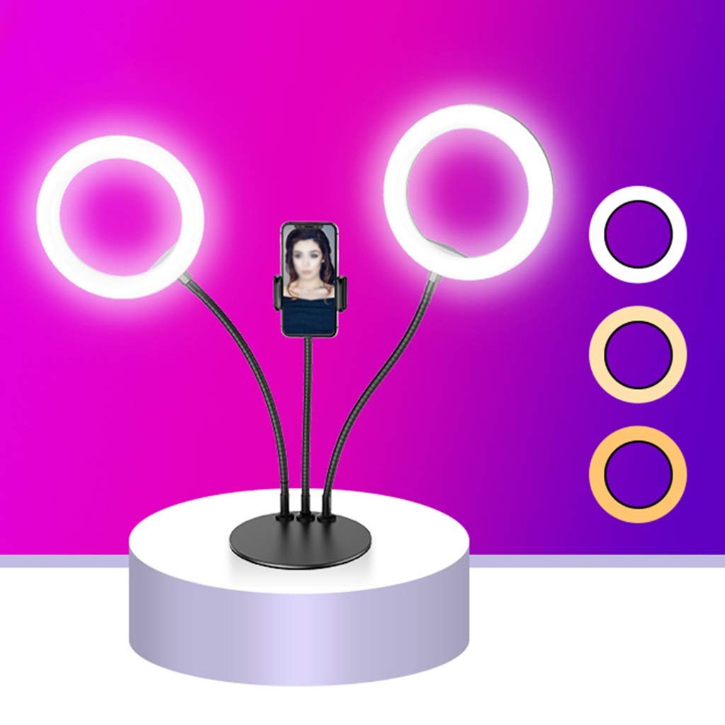 QFFL LED Ring Light with Phone Holder - 3 Colors, 10 Brightness for Streaming & Makeup