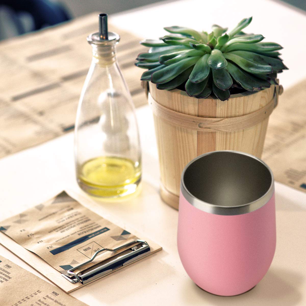 HASLE OUTFITTERS 12oz Stainless Steel Wine Tumbler with Lid - Double Wall Vacuum Insulated Stemless Wine Glass for Hot & Cold Drinks - Travel Mug for Coffee, Cocktails, Beer (12 Pack, Pink) - Perfect for Parties, Picnics, and Outdoor Adventures