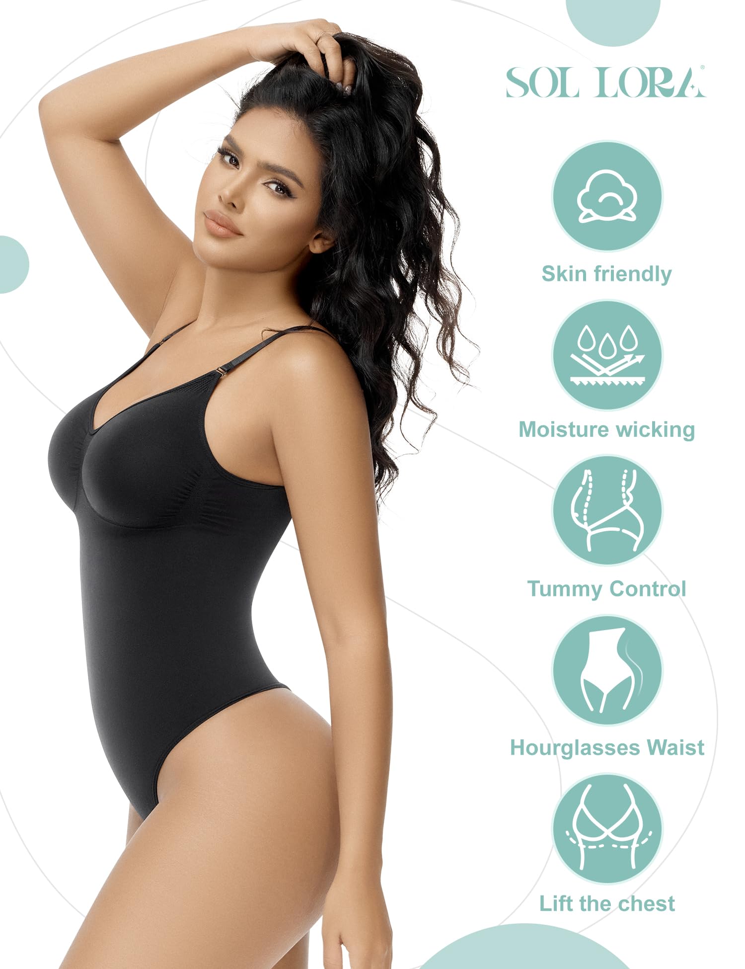 Seamless Shapewear Bodysuit for Women - Tummy Control Waist Trainer & Body Shaper with Thong | Slimming Sculpting Underwear for Everyday Wear, Special Occasions & Workout