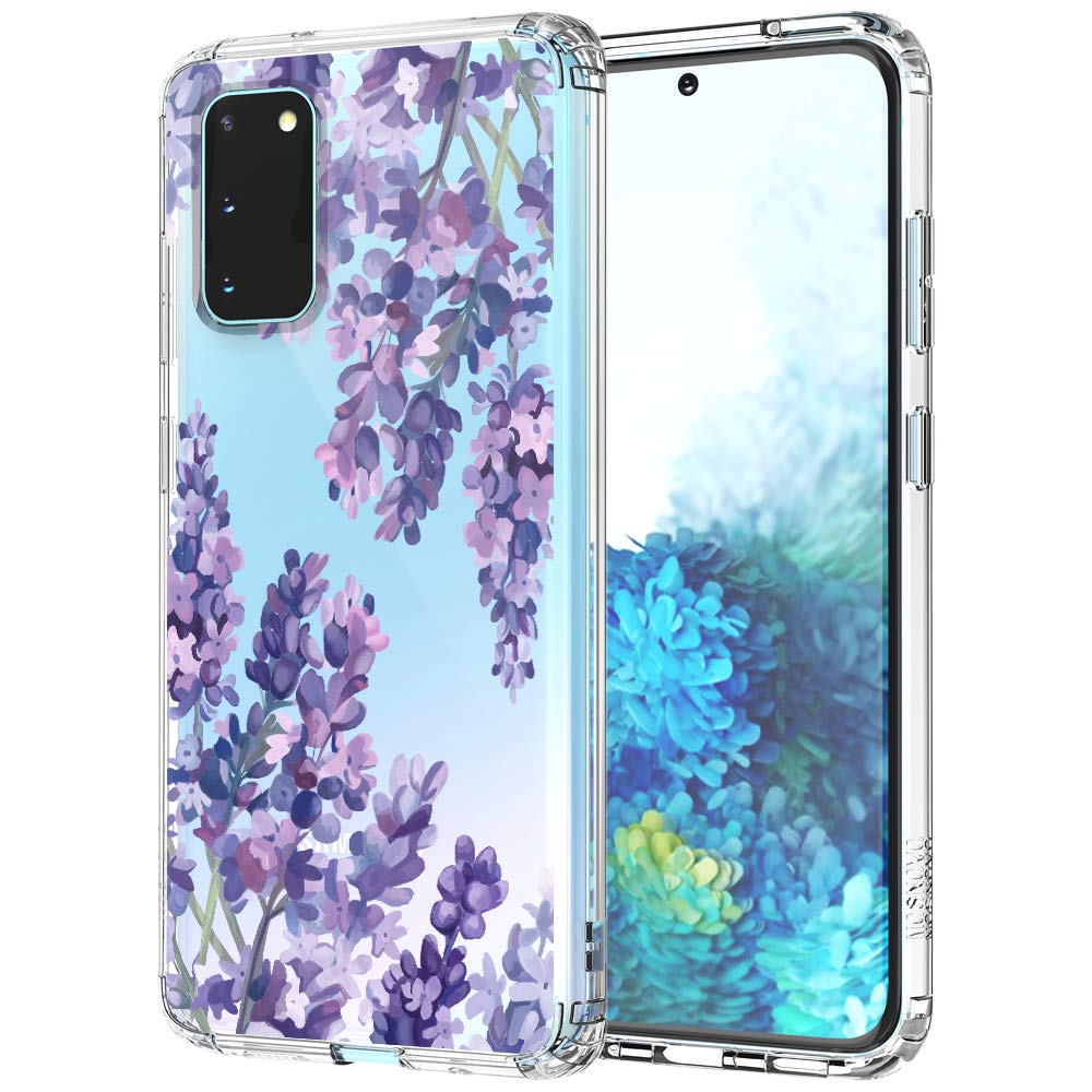 MOSNOVO Clear Shockproof Phone Case for Samsung Galaxy S20 - 6.6 FT Military Grade Drop Protection, Slim Protective Cover with Lavender Accents | Perfect for Outdoor Activities, Work & Everyday Use