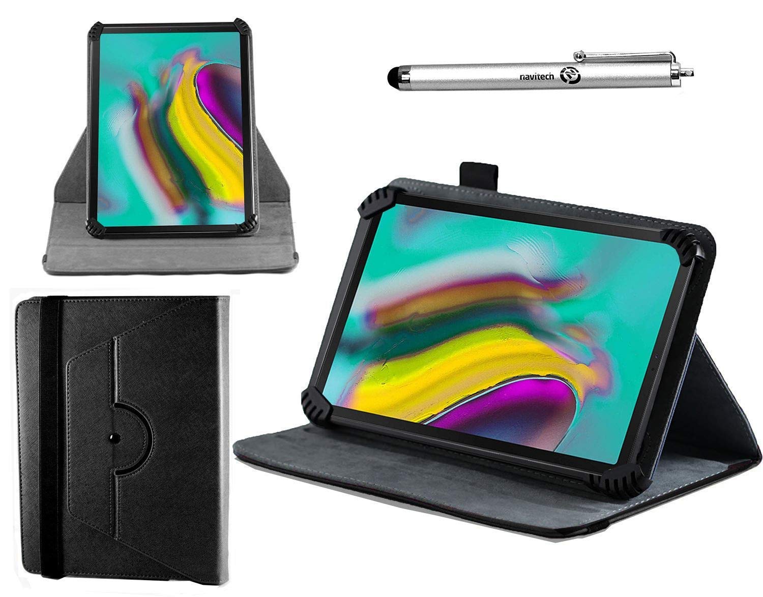 Navitech 360 Rotating Stand Case with Stylus for TOSCiDO 10 Inch Tablet - Protective Cover for Work, Travel & Entertainment