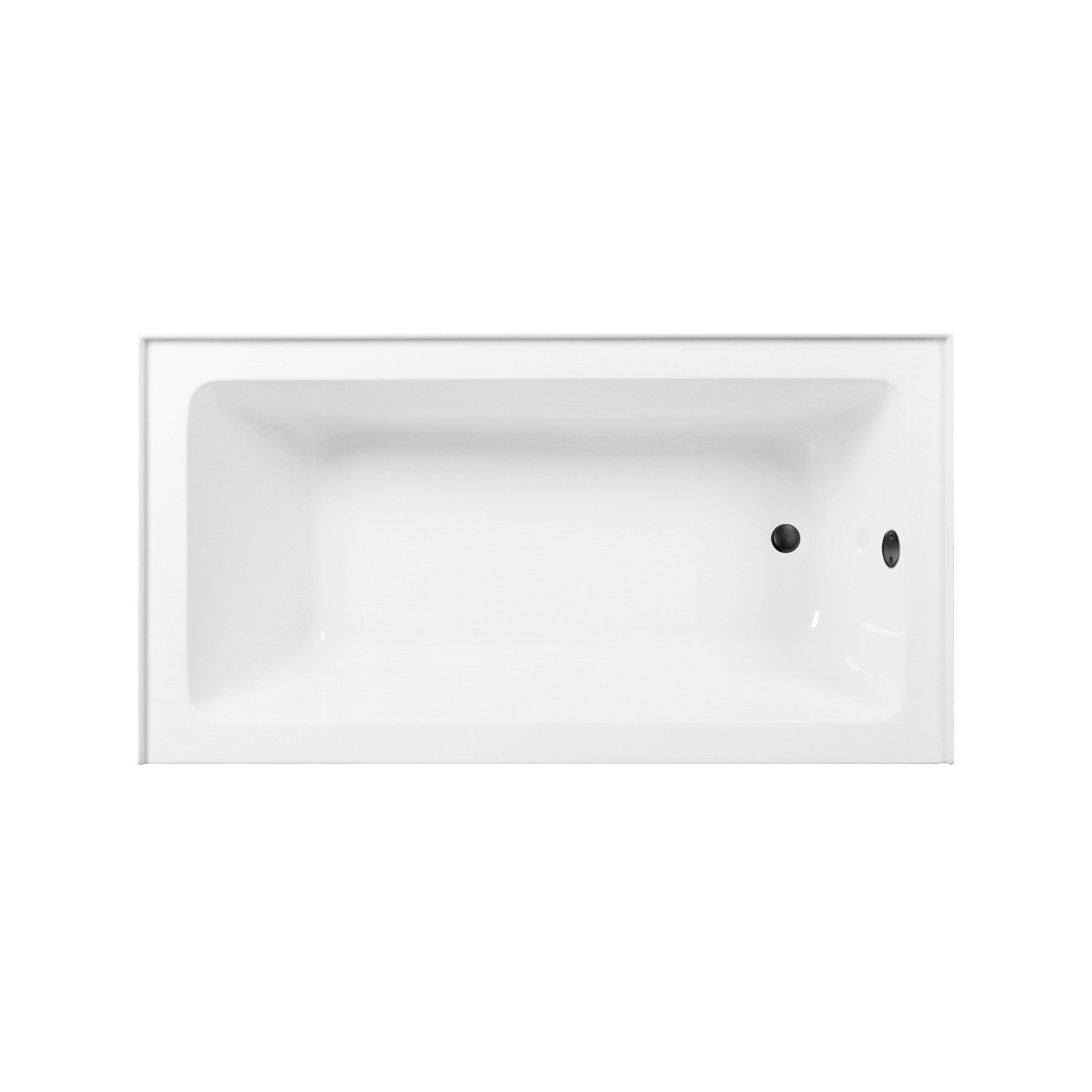 Aqua Eden 60 Inch Acrylic Rectangular 3-Wall Alcove Bathtub Combo with Waste & Overflow Drain - Glossy White/Matte Black (Left Hand Drain) - Perfect for Modern Bathroom Renovations and Spa-Like Retreats