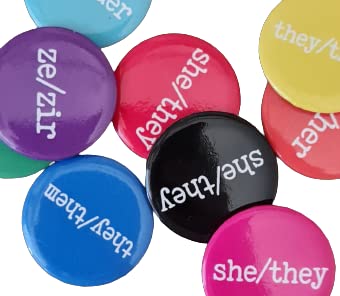 My Pronouns Are Badges - 400 Pack of 1 Inch (25mm) Colorful Customizable Gender Pronouns Pin Badges for LGBTQ+ Pride - Perfect for Pride Events, School Awareness, Workplace Inclusion & Everyday Wear