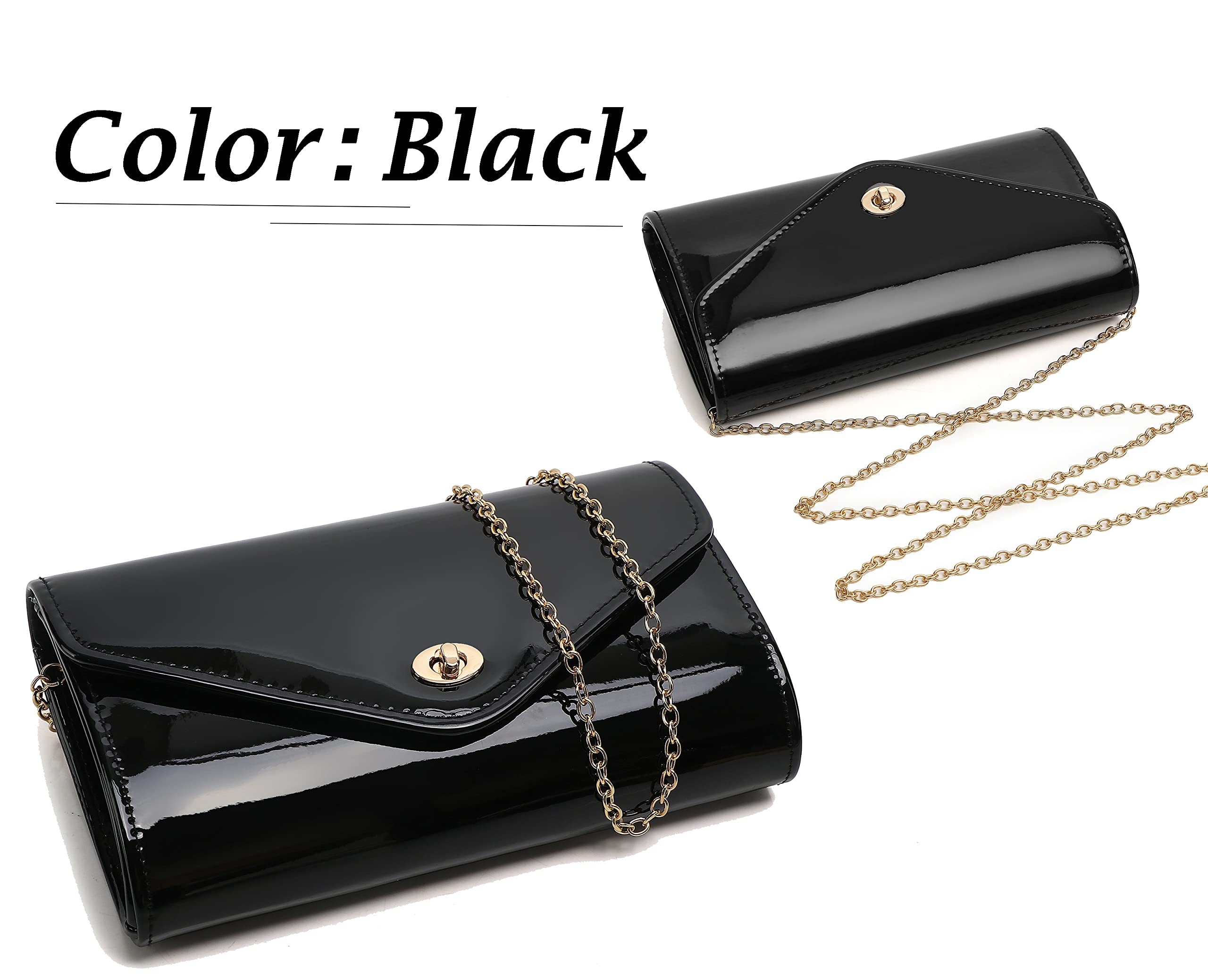 Shiny Patent Leather Envelope Clutch Purse for Women - Elegant Candy Evening Handbag for Concert, Prom, Party & Gift - Perfect for Formal Events, Date Nights & Special Occasions