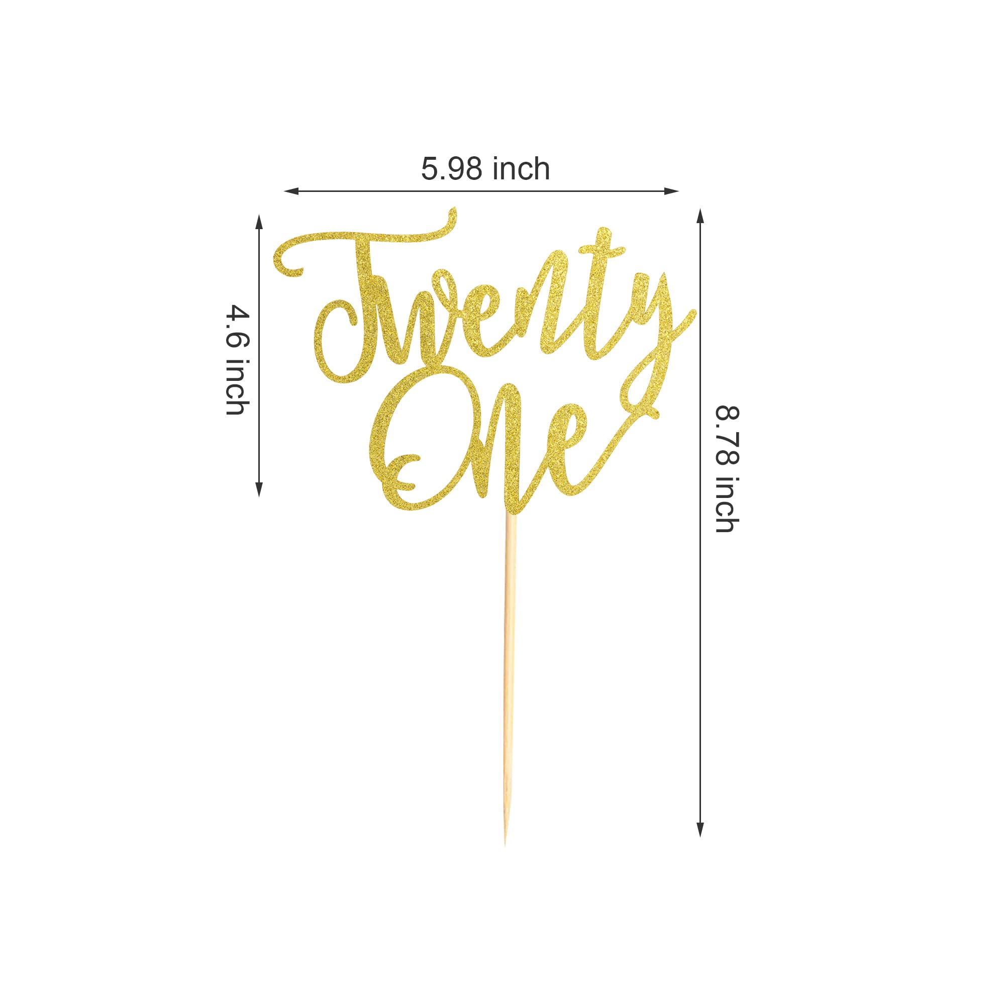 21st Birthday Cake Topper - Gold Glitter Happy Birthday Decorations for 21st Birthday Party, Wedding Anniversary & Celebration (1 Piece) | Perfect for Cakes, Cupcakes & Dessert Tables