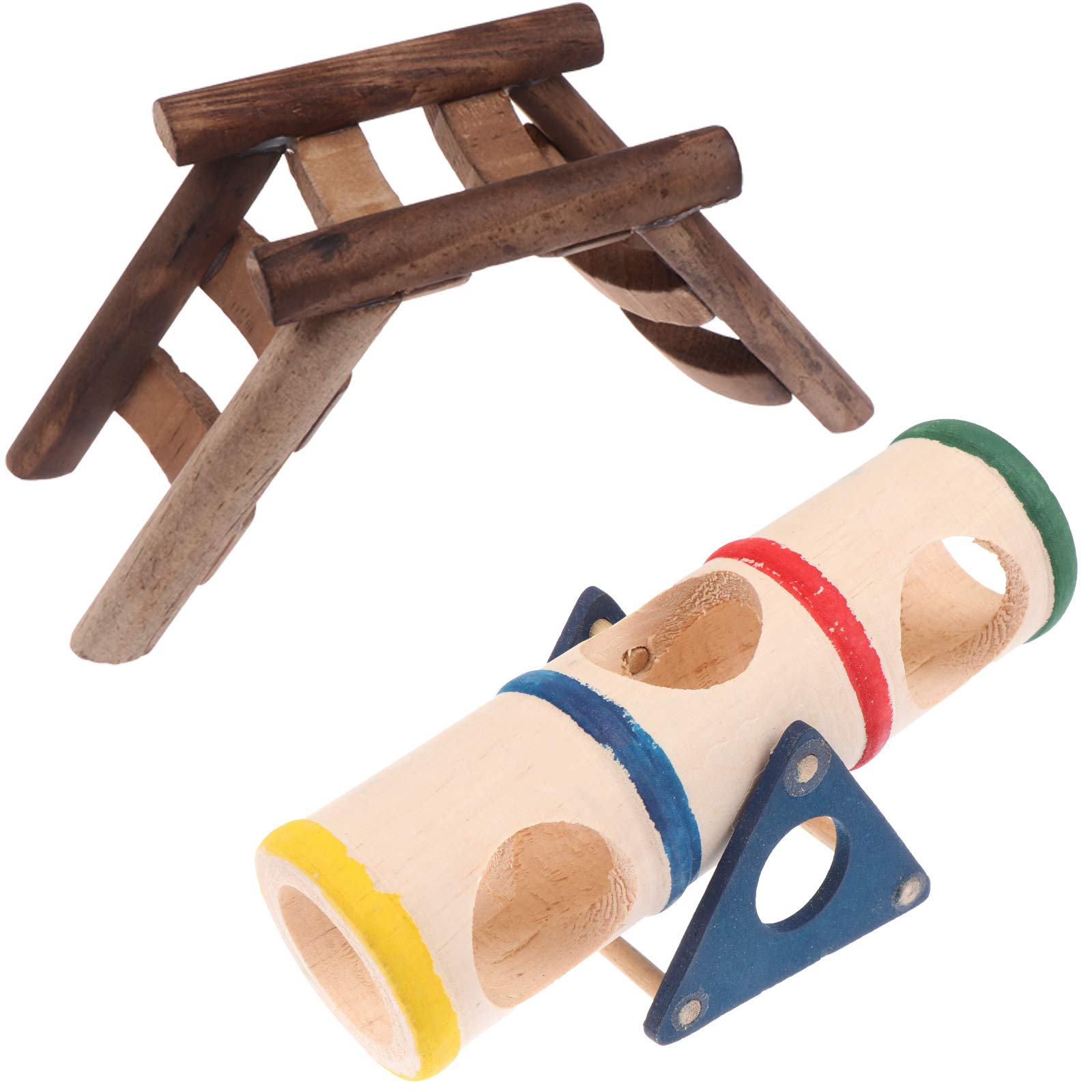 Yiphates 2 Pack Natural Wood Rabbit Chew Toys for Teeth Grinding - Bunny, Guinea Pig, Gerbil & Hamster Small Pet Dental Care - Wooden Exercise Toys for Cage Play & Stress Relief
