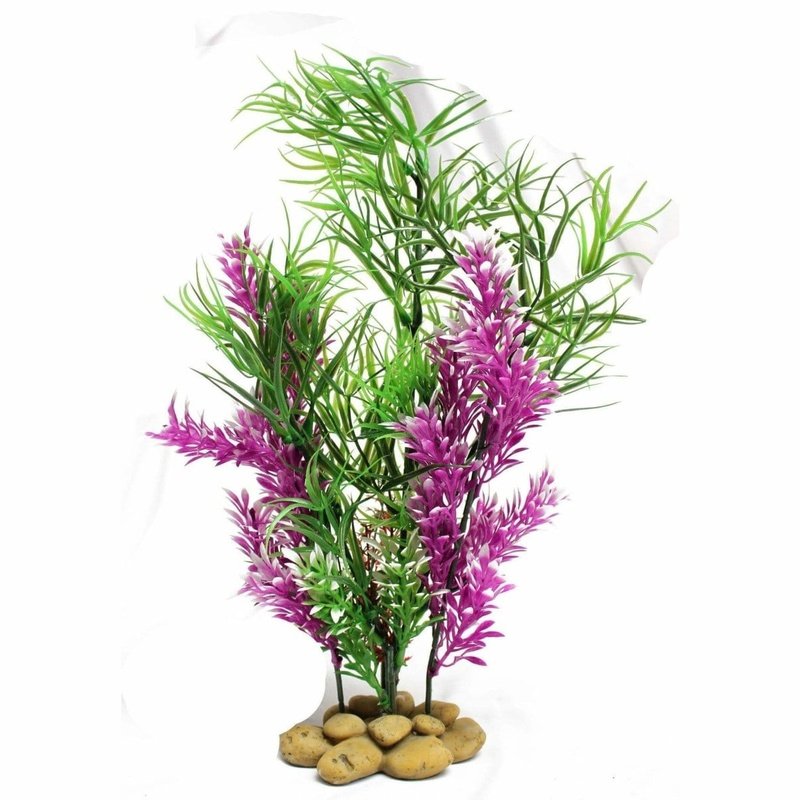 Aquatopia Artificial Green and Purple Succulent Plant with Decorative Pebble Base - 30cm Tall for Home, Office, and Indoor Decor