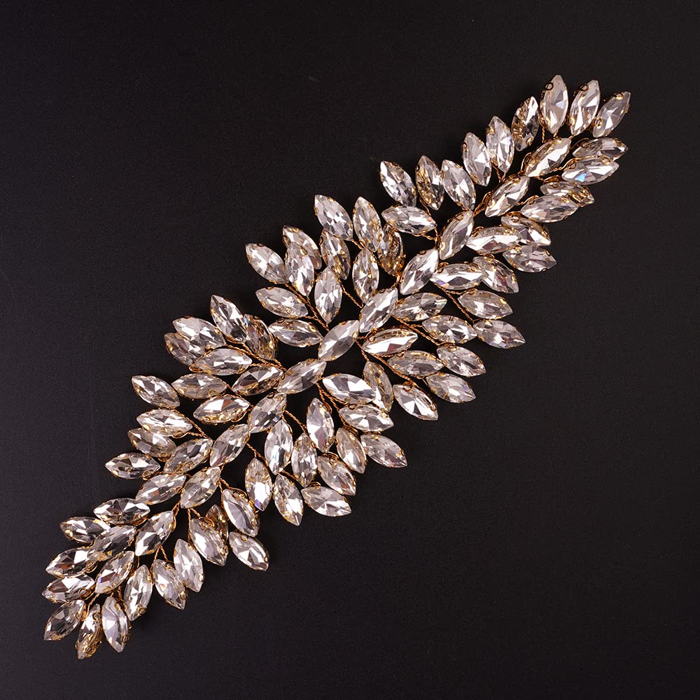 JWICOS Gold Crystal Bridal Headband - Wedding Hair Vine Headpiece for Bride, Women & Girls - Perfect for Weddings, Prom, Parties & Special Occasions