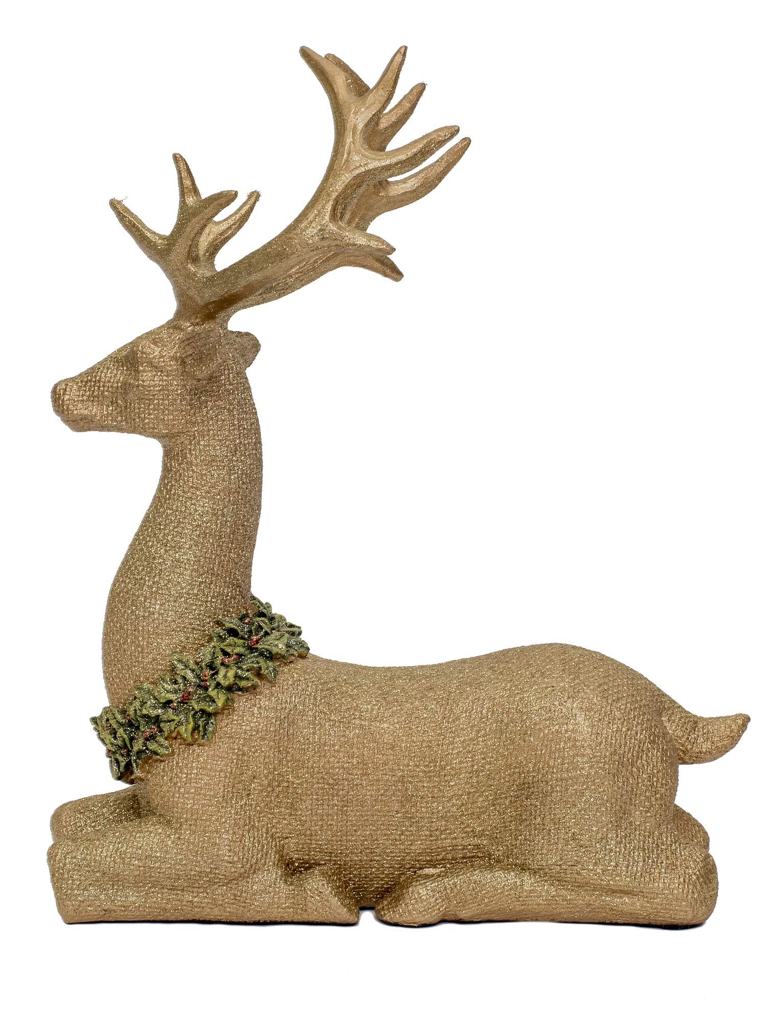 Gold Reindeer Christmas Decorations - Elegant Deer Figurines for Holiday Home Decor, Indoor Xmas Tree Ornaments & Festive Table Centerpieces | Perfect for Mantel Displays, Gift Exchanges & Winter Wonderland Themes