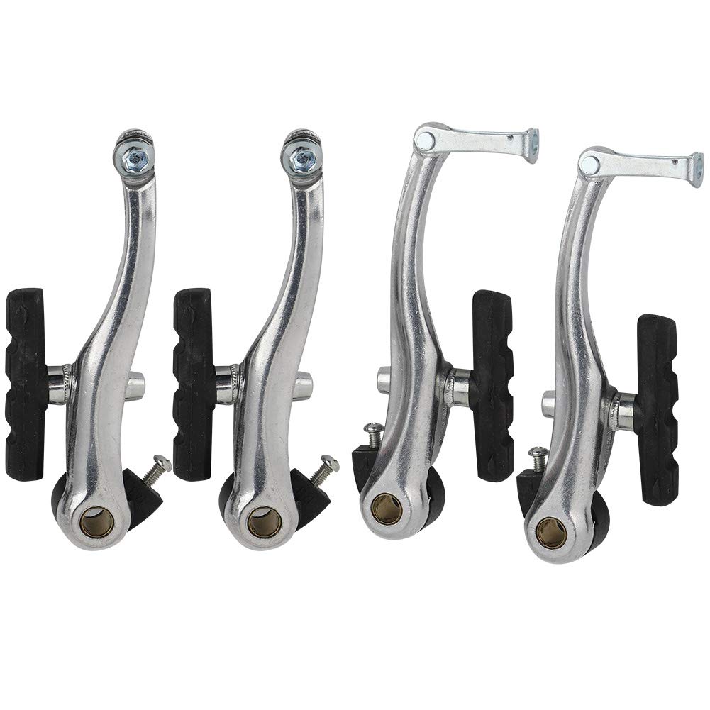 Vbestlife Bike V Brake Set - 1 Pair White V-Brakes with Pads for Road & Mountain Bikes | Durable Bicycle Braking System for Commuting, Trail Riding & Urban Cycling