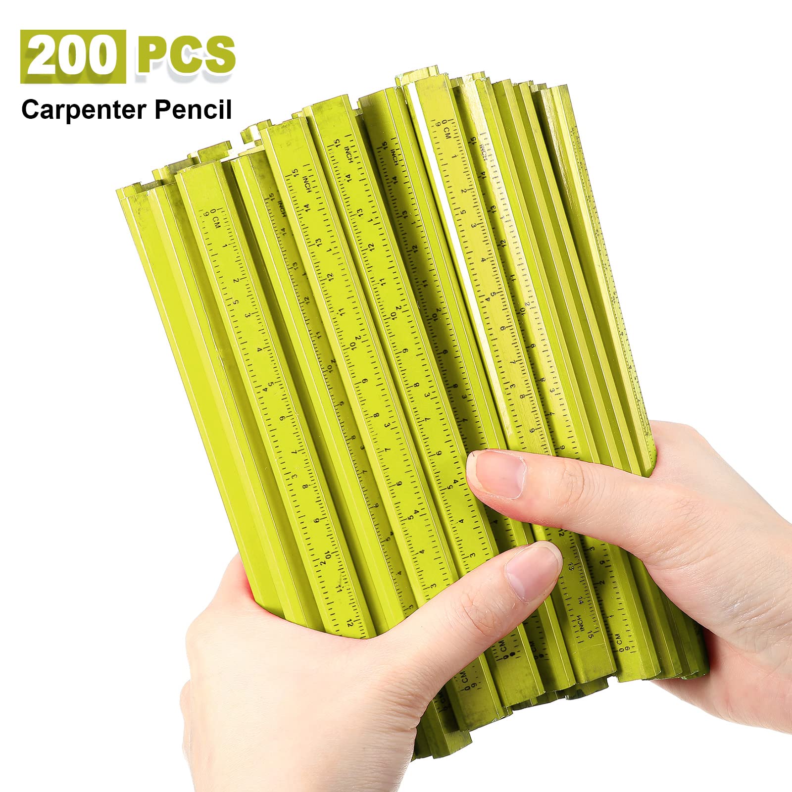 Honoson 200-Pack Flat Carpenter Pencils with Ruler - Woodworking Marking Tools for Construction & DIY Projects