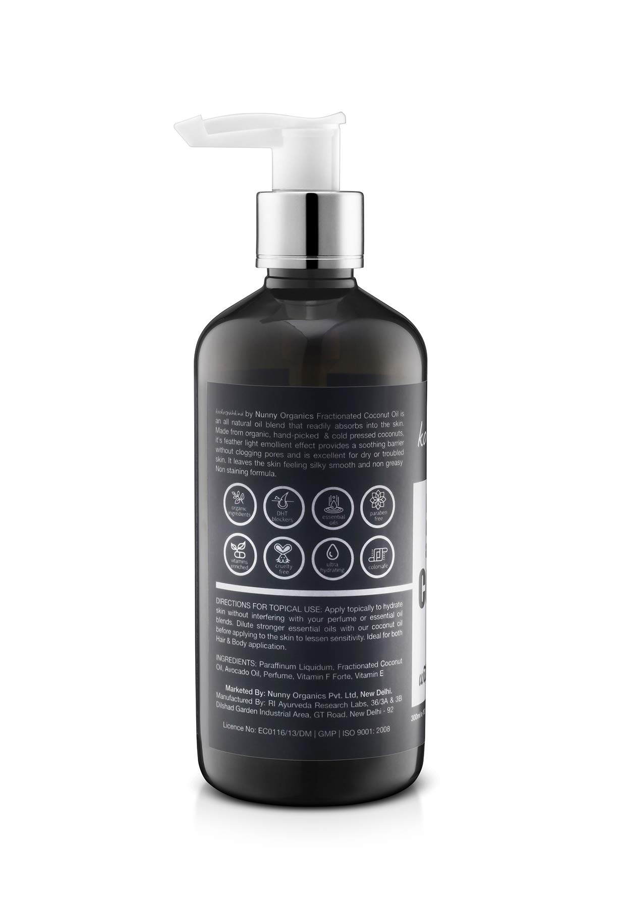 Organic Extra Virgin Cold Pressed Fractionated Coconut Oil for Skin, Hair & Massage - 100% Pure Natural Moisturizer & Carrier Oil for Aromatherapy & DIY Beauty