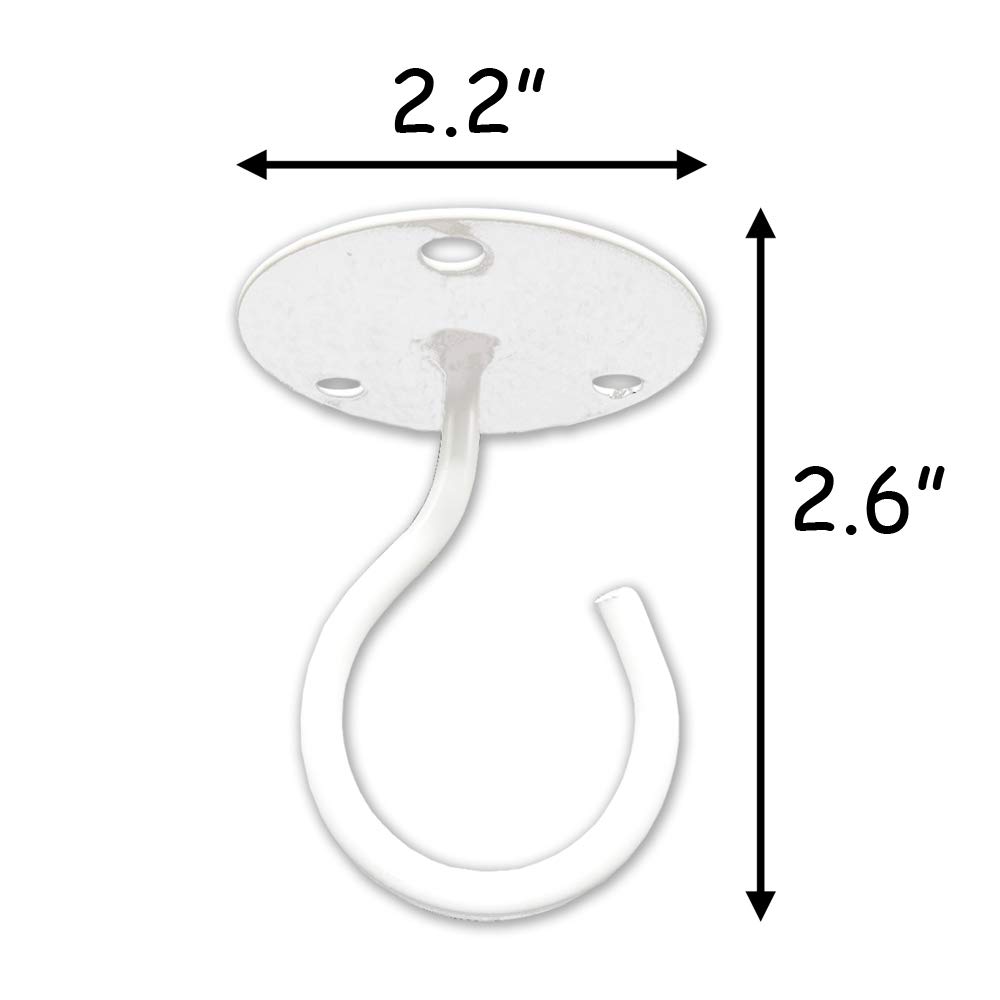 TIHOOD 2-Pack White Metal Wall Mount Ceiling Hooks - Heavy Duty Plant Bracket for Hanging Bird Feeders, Lanterns, Wind Chimes, Planters - Rustproof Outdoor Decoration Hooks for Patio, Garden, Porch Decor