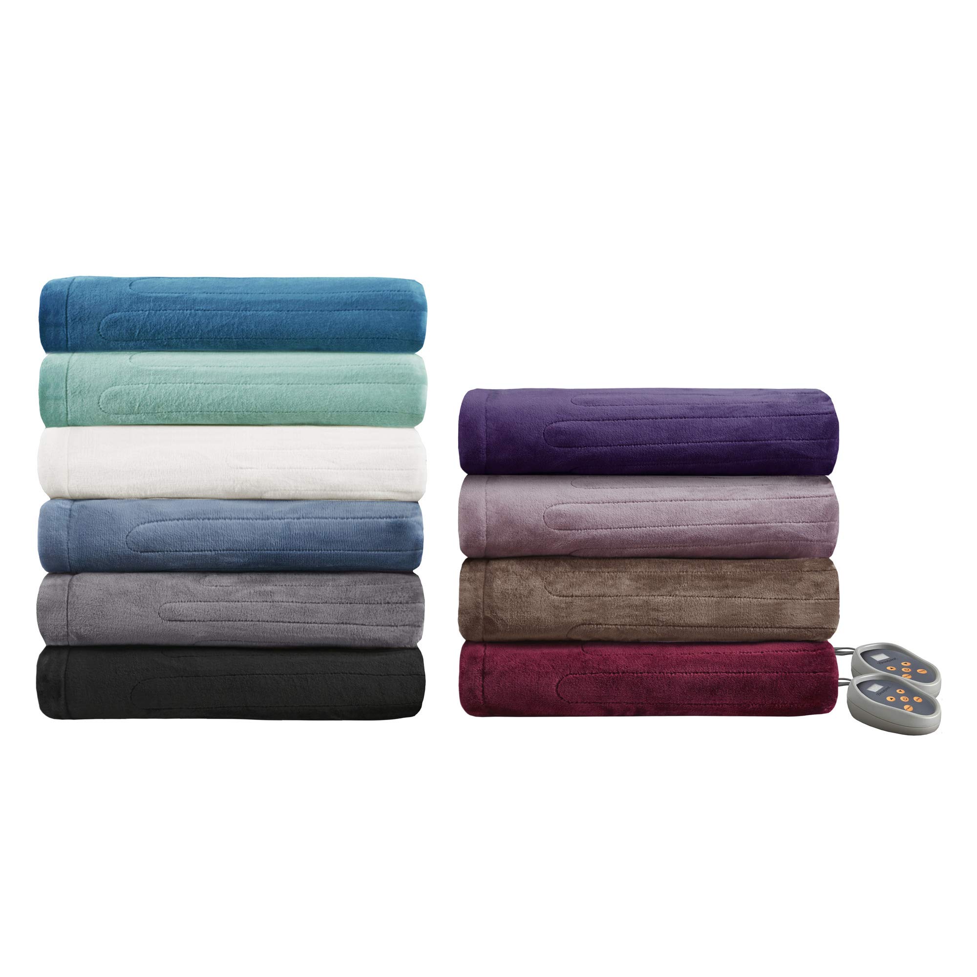 Beautyrest Electric Heated Blanket King Size (90x100 Inches) - Fast Heating, Auto Shut Off, 10 Heat Settings, Ultra-Soft Grey Blanket for Winter | Zero EMF, UL Certified | Perfect for Bed, Couch & Office Use During Cold Weather