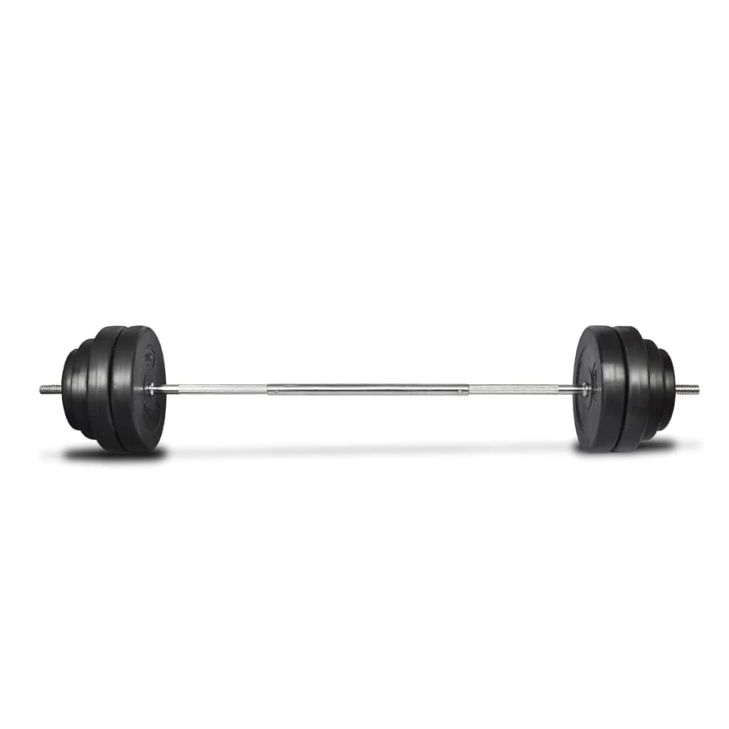 vidaXL 132 lb Barbell Set with Weight Plates & Grip Handles - Heavy Duty Metal Home Gym Equipment for Strength Training, Weightlifting & CrossFit Workouts | Perfect for Home Gym, Personal Training Centers & Fitness Enthusiasts