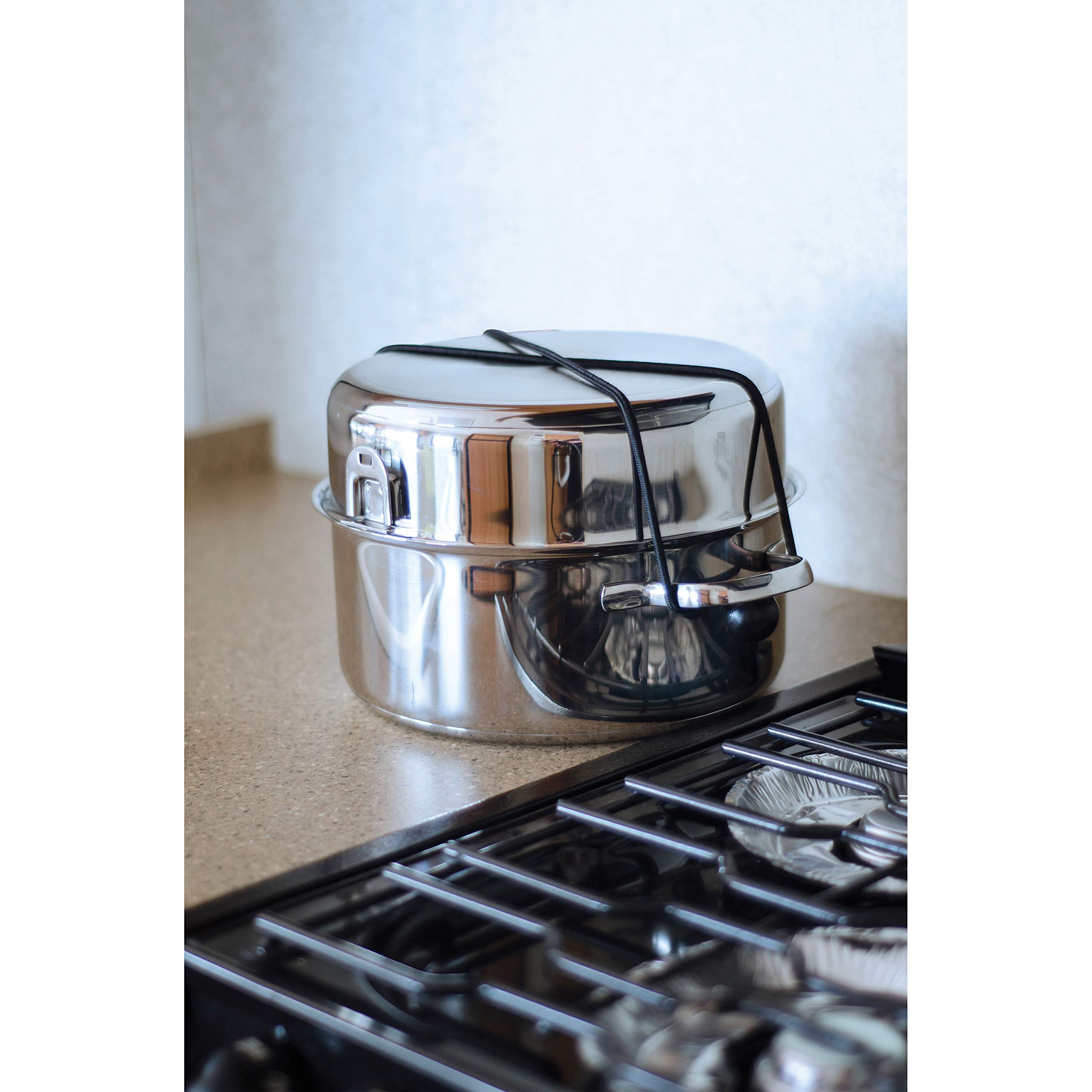 Camco Premium Nesting Cookware Set - 7-Piece Stainless Steel Pots and Pans with Lids | Space-Saving Kitchen Essentials for Camping, RV, and Small Apartments