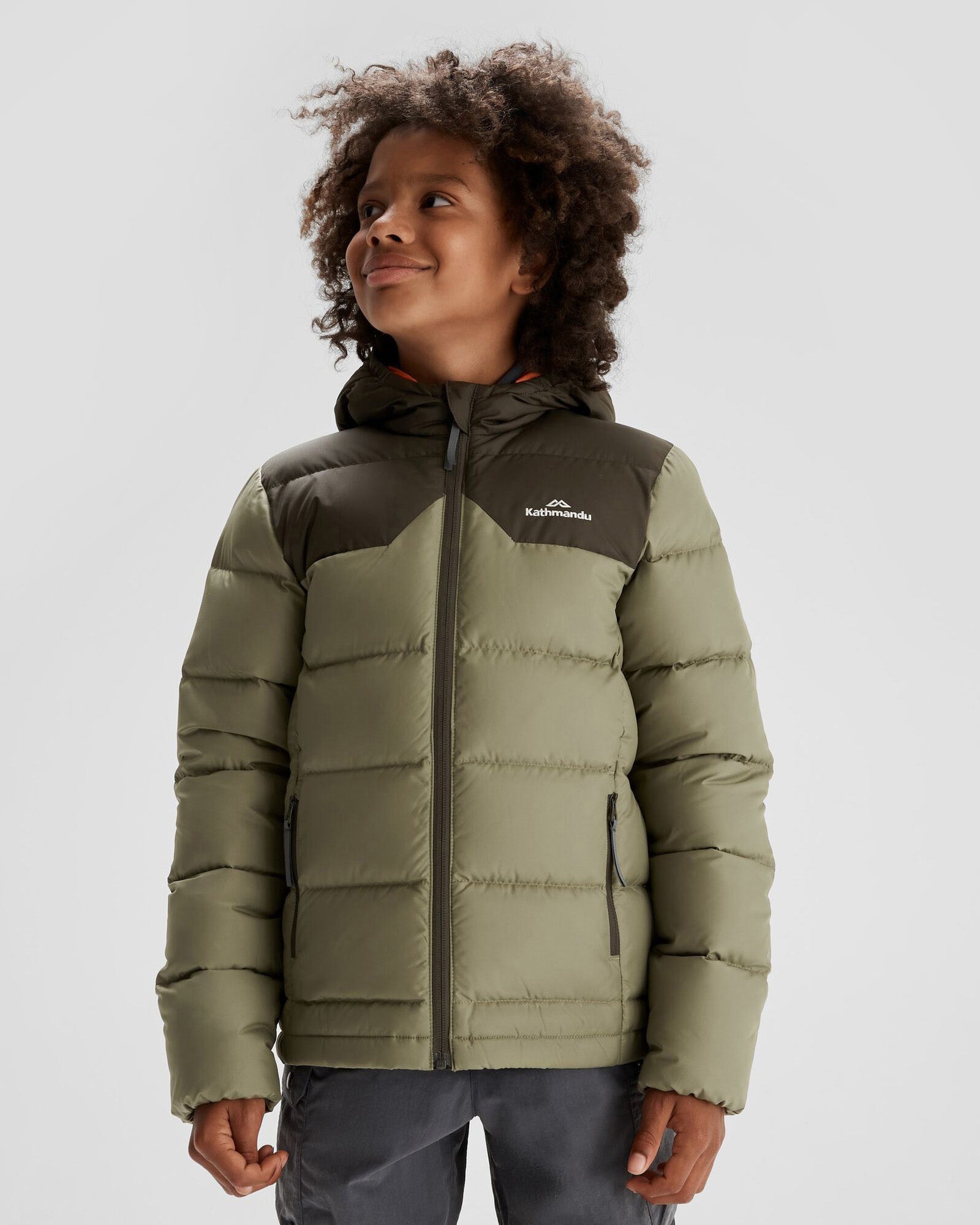 Boys' Epiq Down Jacket - Waterproof Winter Coat for Kids, Warm Puffer Jacket with Hood, Beech/Dark Moss - Perfect for Snow Play, Skiing & Outdoor Adventures