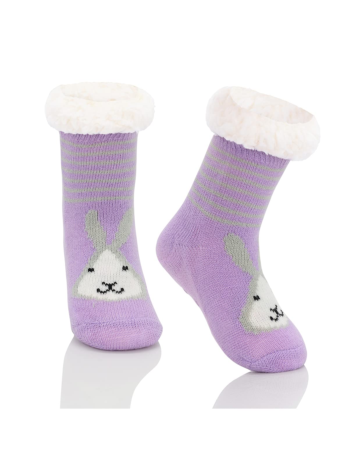 Century Star Non-Slip Gripper Socks for Kids - Warm Fleece Lined Fuzzy Winter Slipper Socks for Boys & Girls - Cute Animal Design Christmas Gifts - Perfect for Indoor Play, Home Wear & Holiday Presents