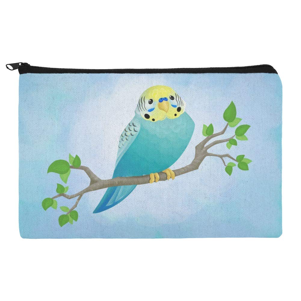 Colorful Parakeet Budgie Pencil Case - Zippered Pen Organizer Pouch for School, Office & Art Supplies Storage | Cute Bird Design Stationery Holder for Students & Teachers