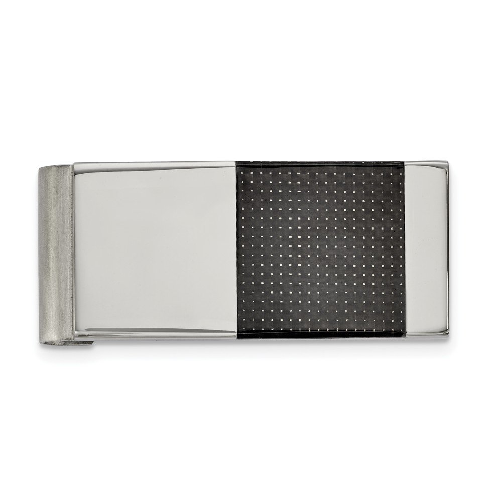 Premium Stainless Steel Money Clip with Brushed & Polished Finish - Black Carbon Fiber Inlay for Cash & Cards | Perfect Gift for Men, Business Professionals & Everyday Carry (EDC)
