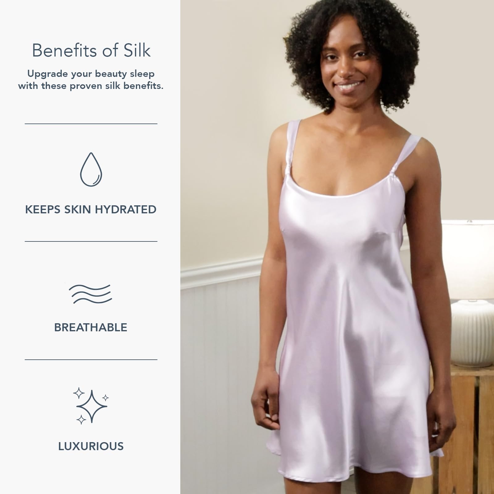 Fishers Finery Women's 100% Pure Mulberry Silk Chemise Nightgown - Soft & Luxurious Sleepwear for Comfortable Nights & Romantic Evenings