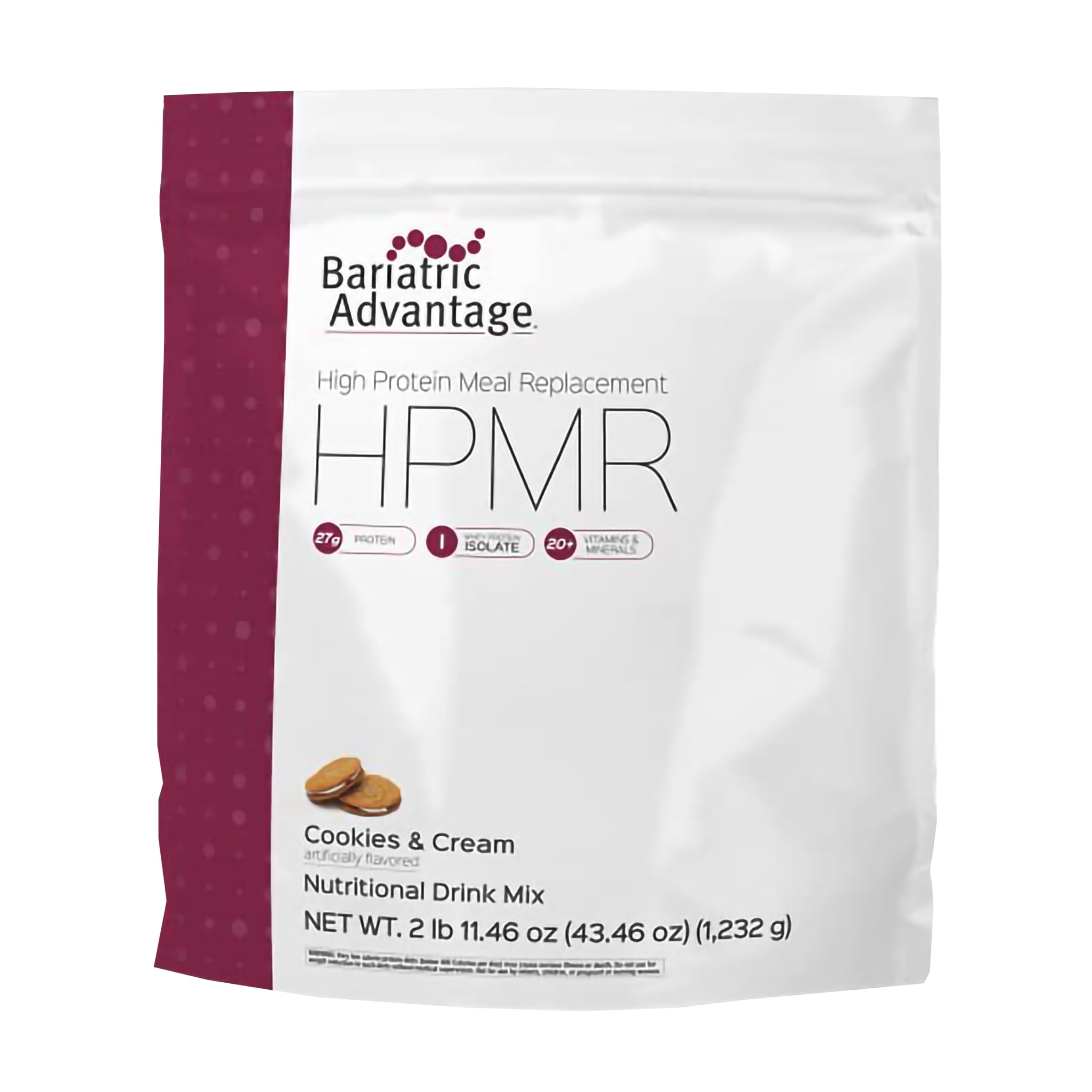 Bariatric Advantage High Protein Meal Replacement Shake - Whey Isolate Protein Powder for Weight Loss Surgery Patients (Gastric Bypass & Sleeve Gastrectomy) - 27g Protein, Lactose Free, Cookies & Cream Flavor - 28 Servings - Ideal for Post-Surgery Nutrition & Healthy Weight Management
