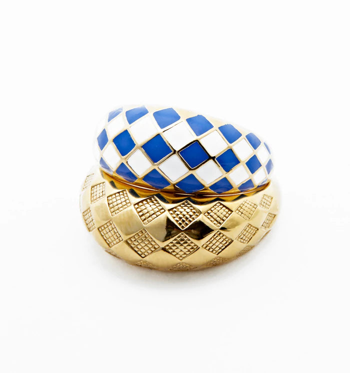 Checker Rings - Blue Set of 2 | Stylish Statement Jewelry for Women | Perfect for Parties, Weddings & Everyday Fashion