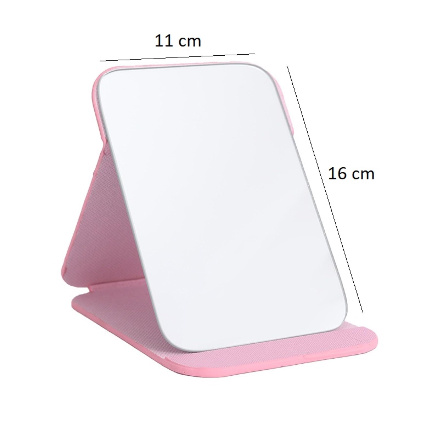 VELINEX Portable Folding Makeup Mirror with Adjustable Angle - Compact Travel Mirror for Vanity, Bathroom & Dressing Table - Single Sided Round Edge Design (Pink) | Perfect for Home Use, Travel & Gift Giving