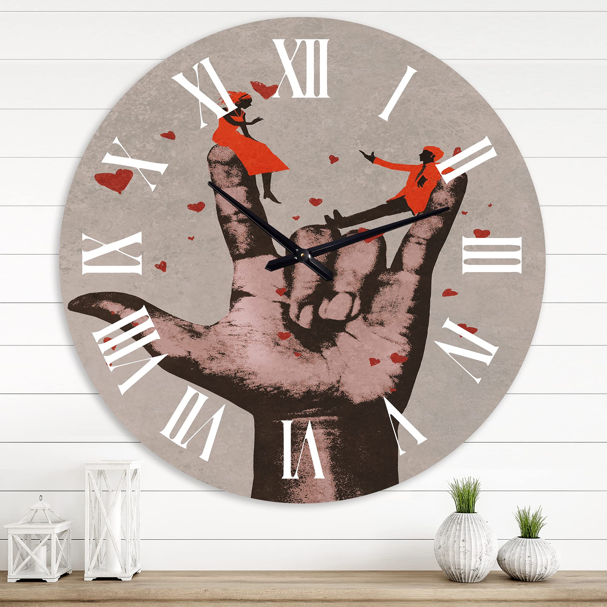 Modern 'I Love You' Couple Wall Clock - Large Romantic Home Decor for Living Room, Bedroom & Office - Perfect Gift for Anniversaries & Valentine's Day