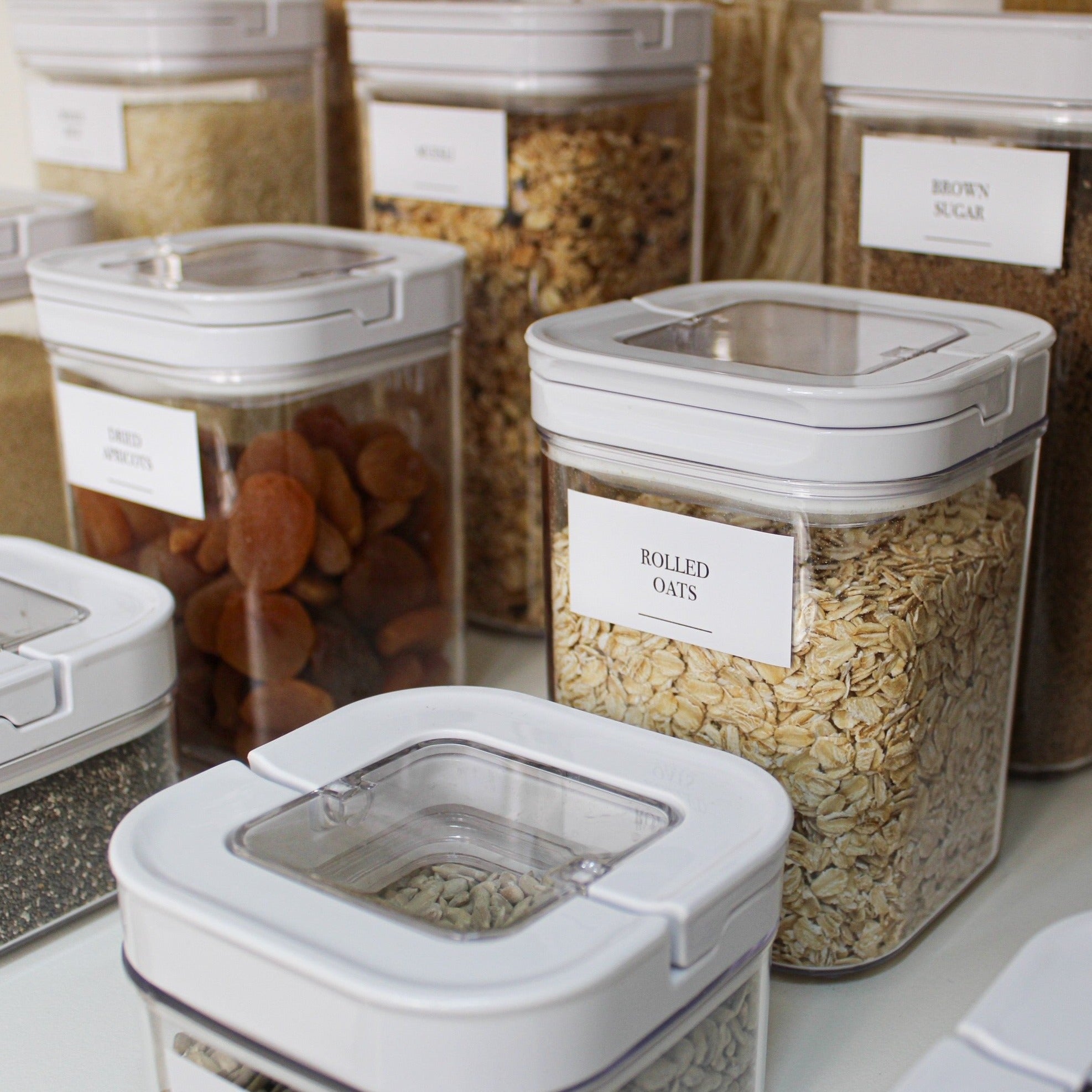Flip Canister Pantry Stickers - 114-Piece Label Set for Kitchen Organization | Perfect for Pantry, Spice Jars & Food Storage Containers